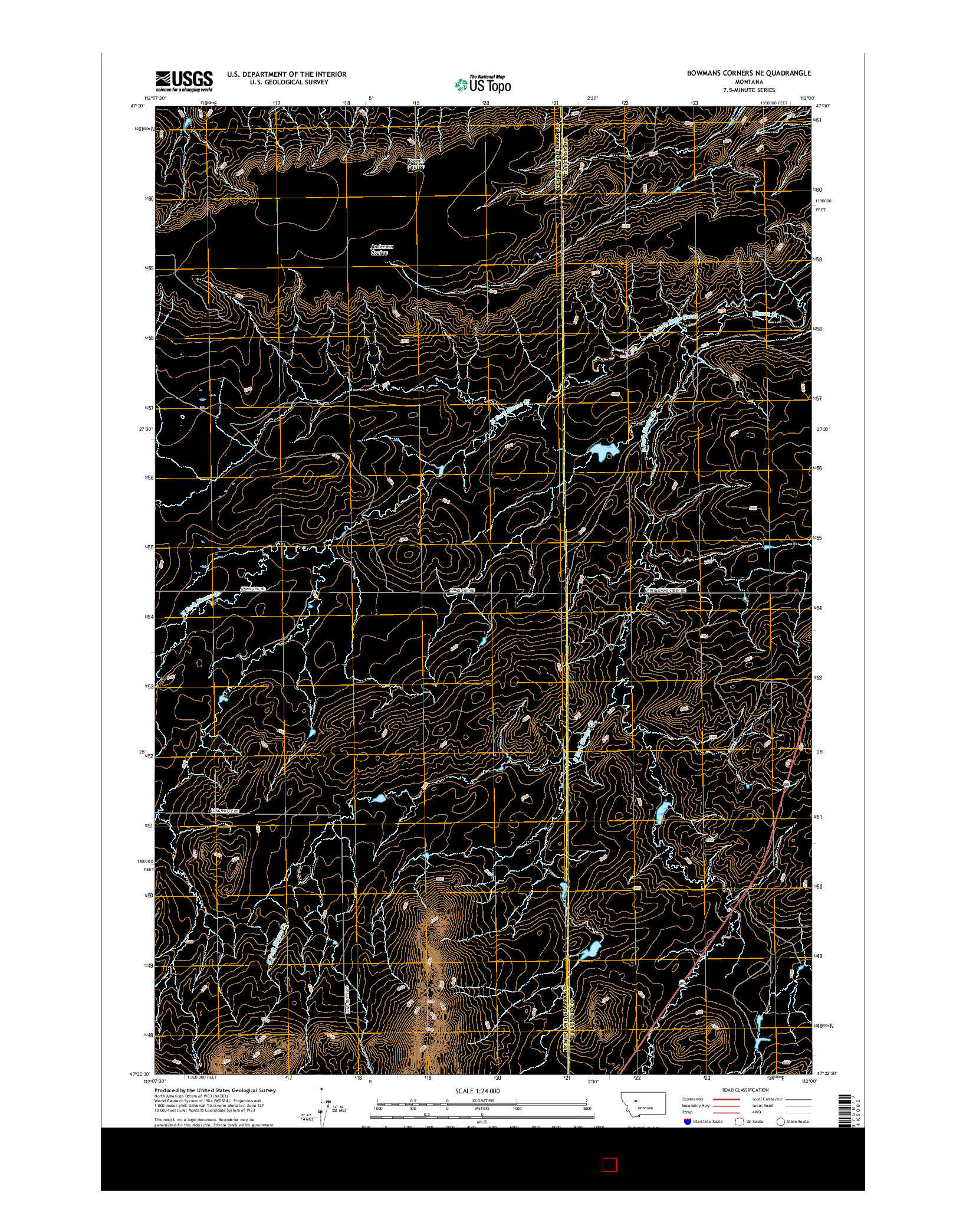 USGS US TOPO 7.5-MINUTE MAP FOR BOWMANS CORNERS NE, MT 2017