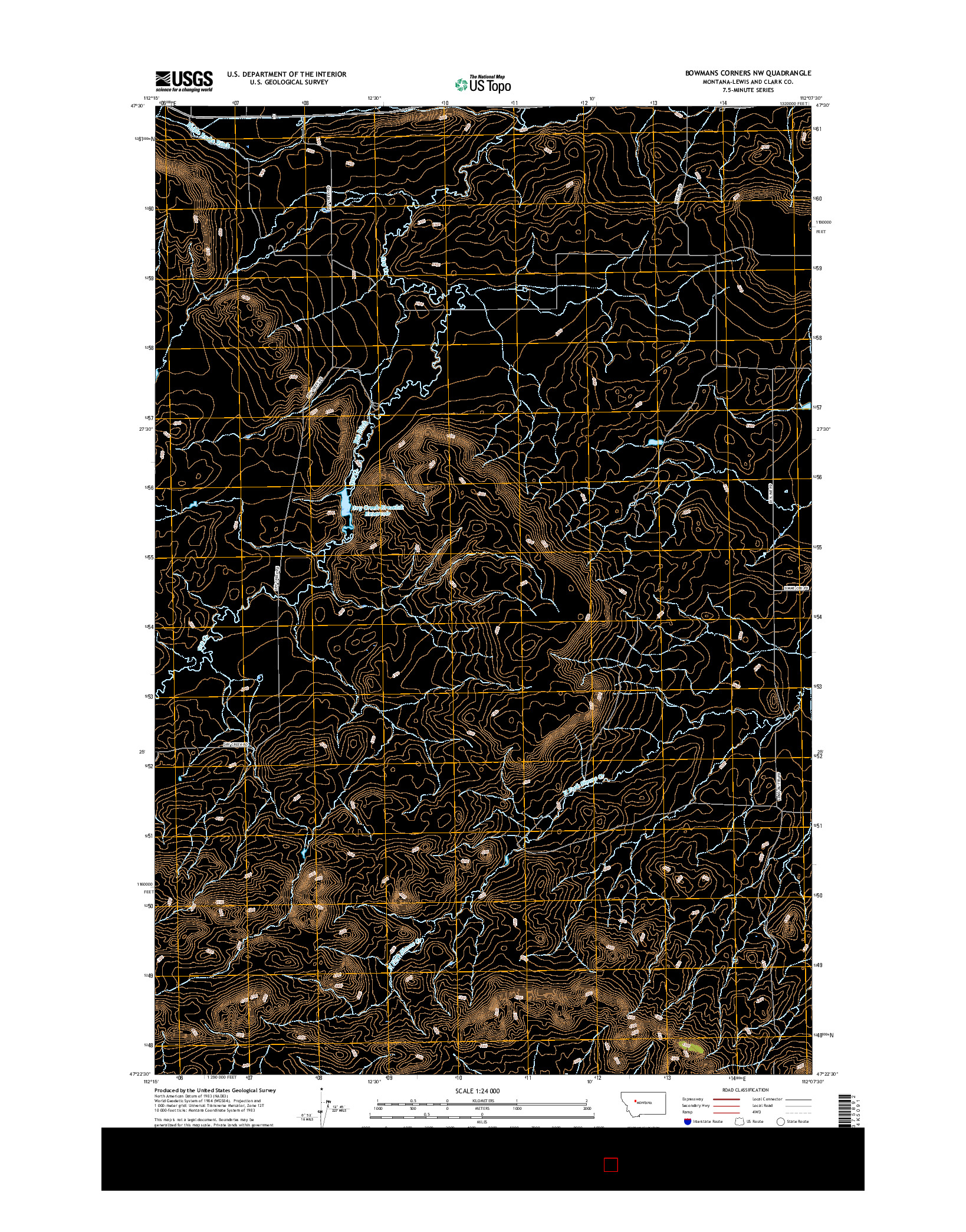 USGS US TOPO 7.5-MINUTE MAP FOR BOWMANS CORNERS NW, MT 2017