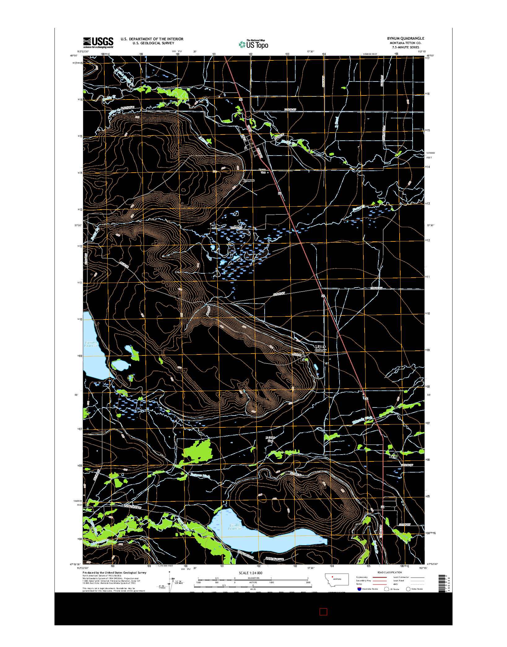 USGS US TOPO 7.5-MINUTE MAP FOR BYNUM, MT 2017