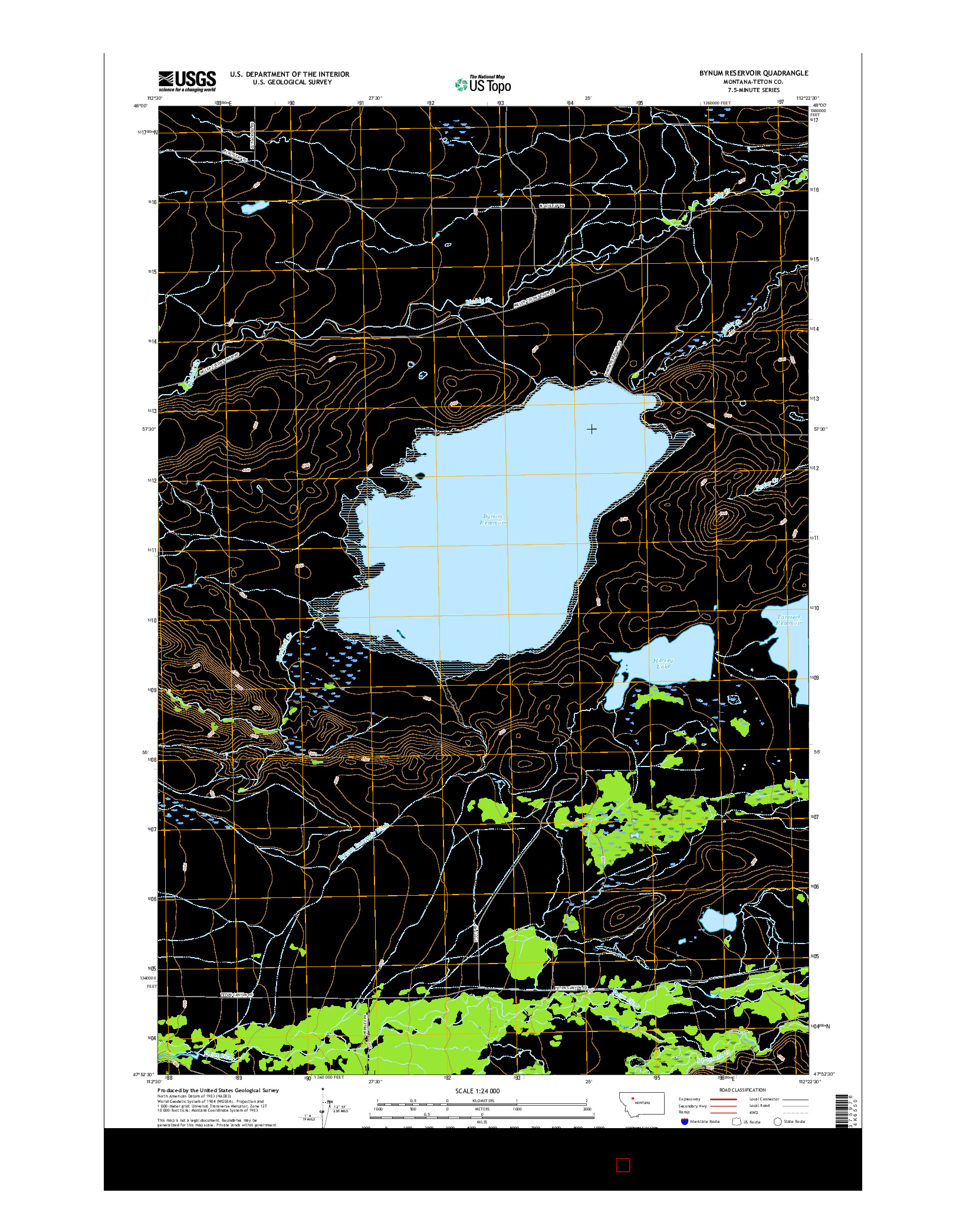 USGS US TOPO 7.5-MINUTE MAP FOR BYNUM RESERVOIR, MT 2017