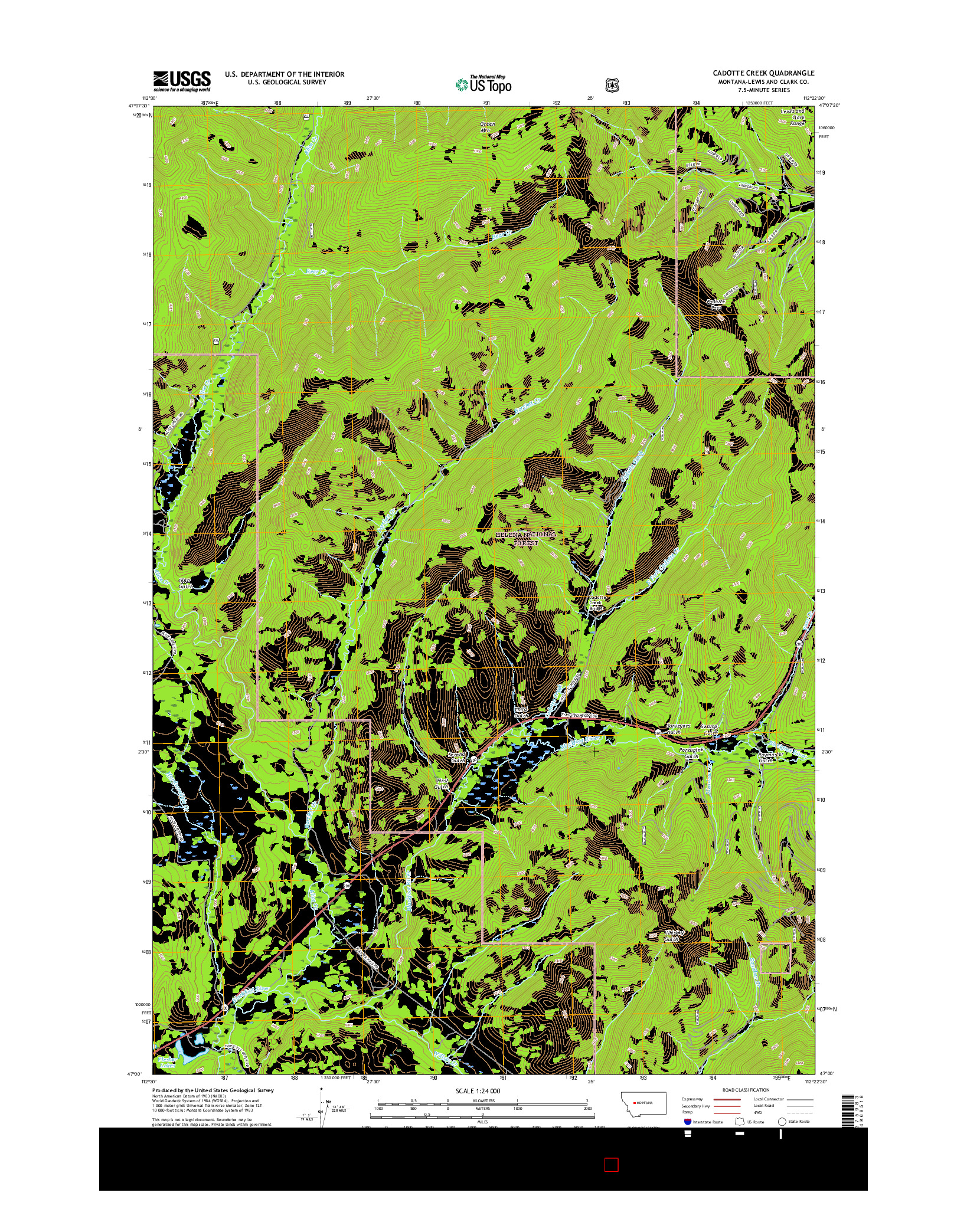 USGS US TOPO 7.5-MINUTE MAP FOR CADOTTE CREEK, MT 2017