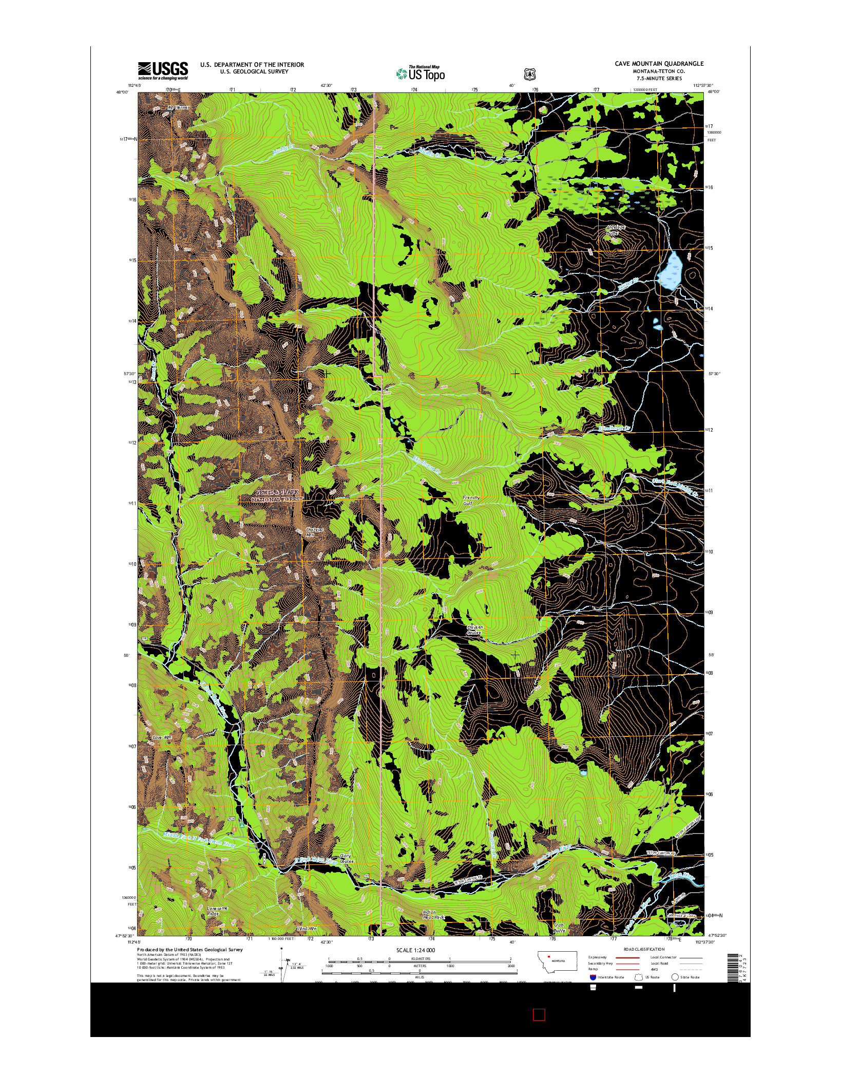 USGS US TOPO 7.5-MINUTE MAP FOR CAVE MOUNTAIN, MT 2017