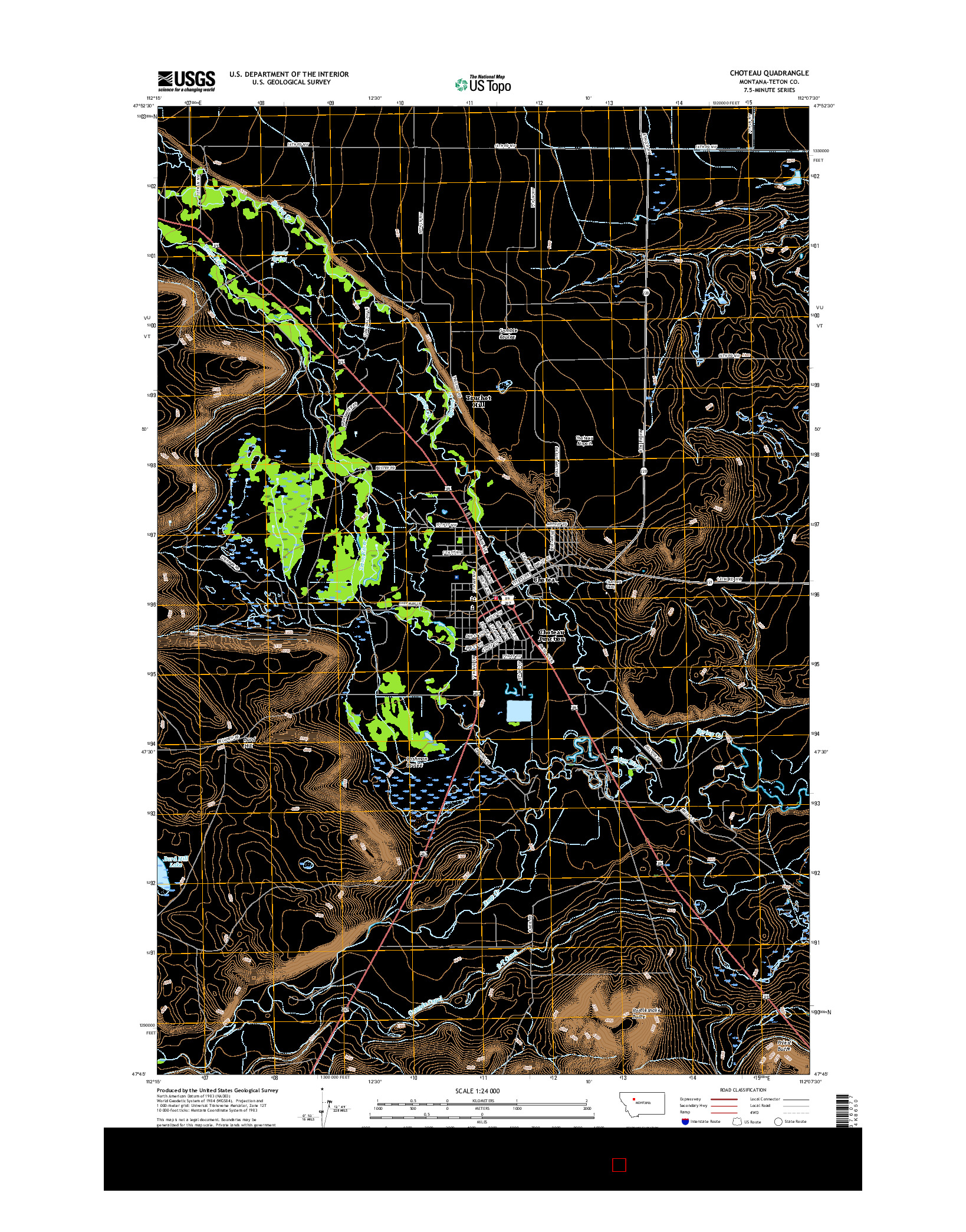 USGS US TOPO 7.5-MINUTE MAP FOR CHOTEAU, MT 2017