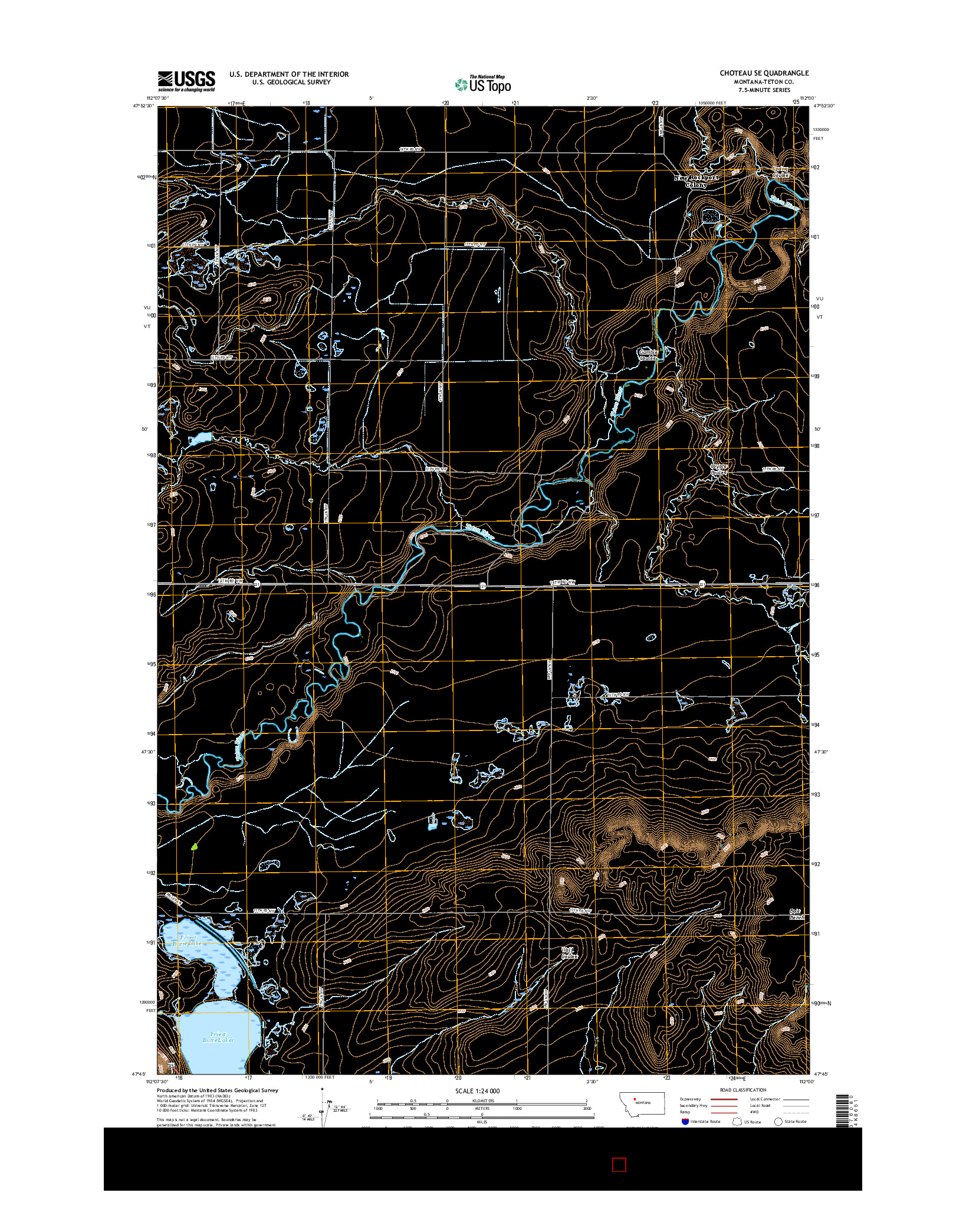 USGS US TOPO 7.5-MINUTE MAP FOR CHOTEAU SE, MT 2017