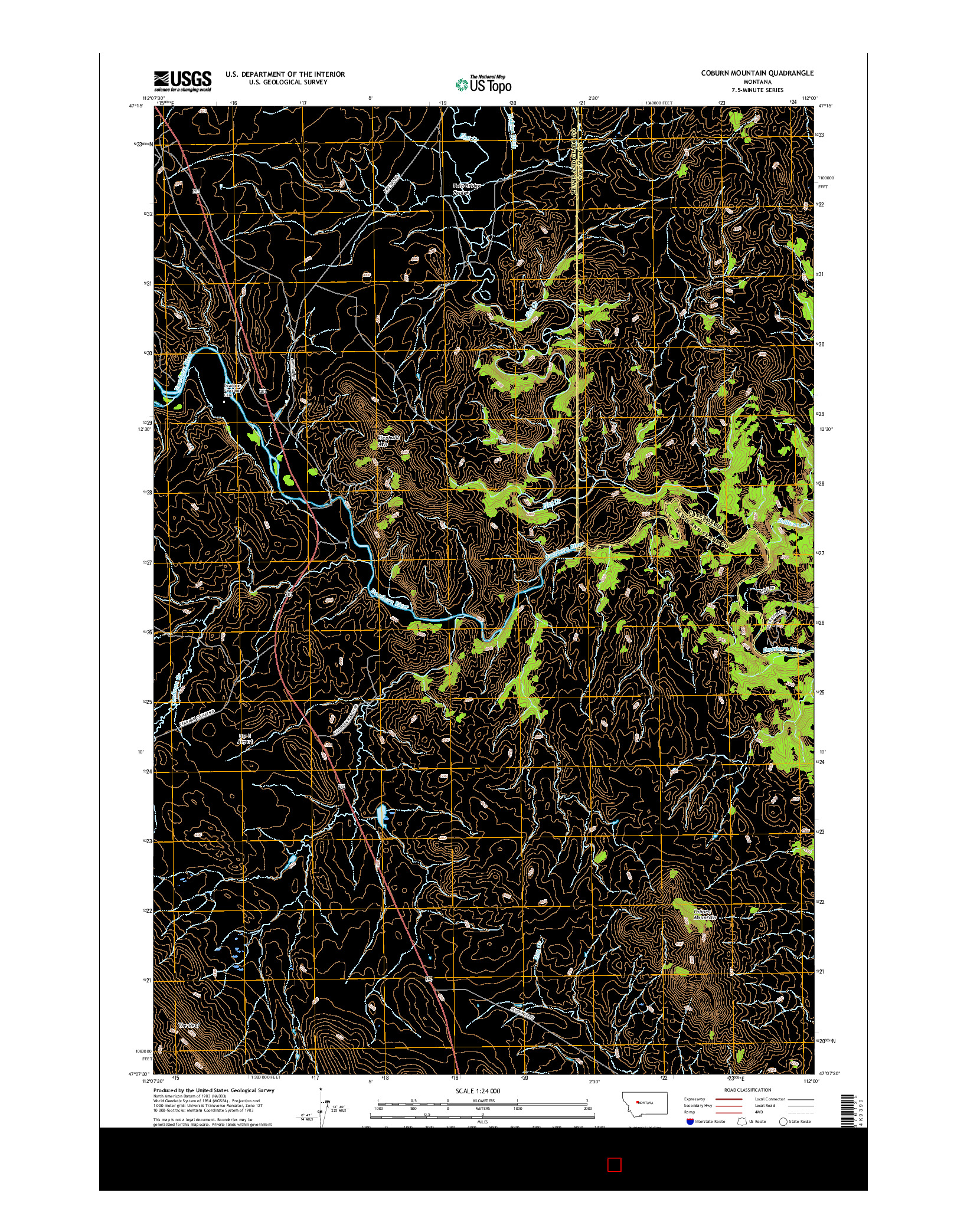USGS US TOPO 7.5-MINUTE MAP FOR COBURN MOUNTAIN, MT 2017