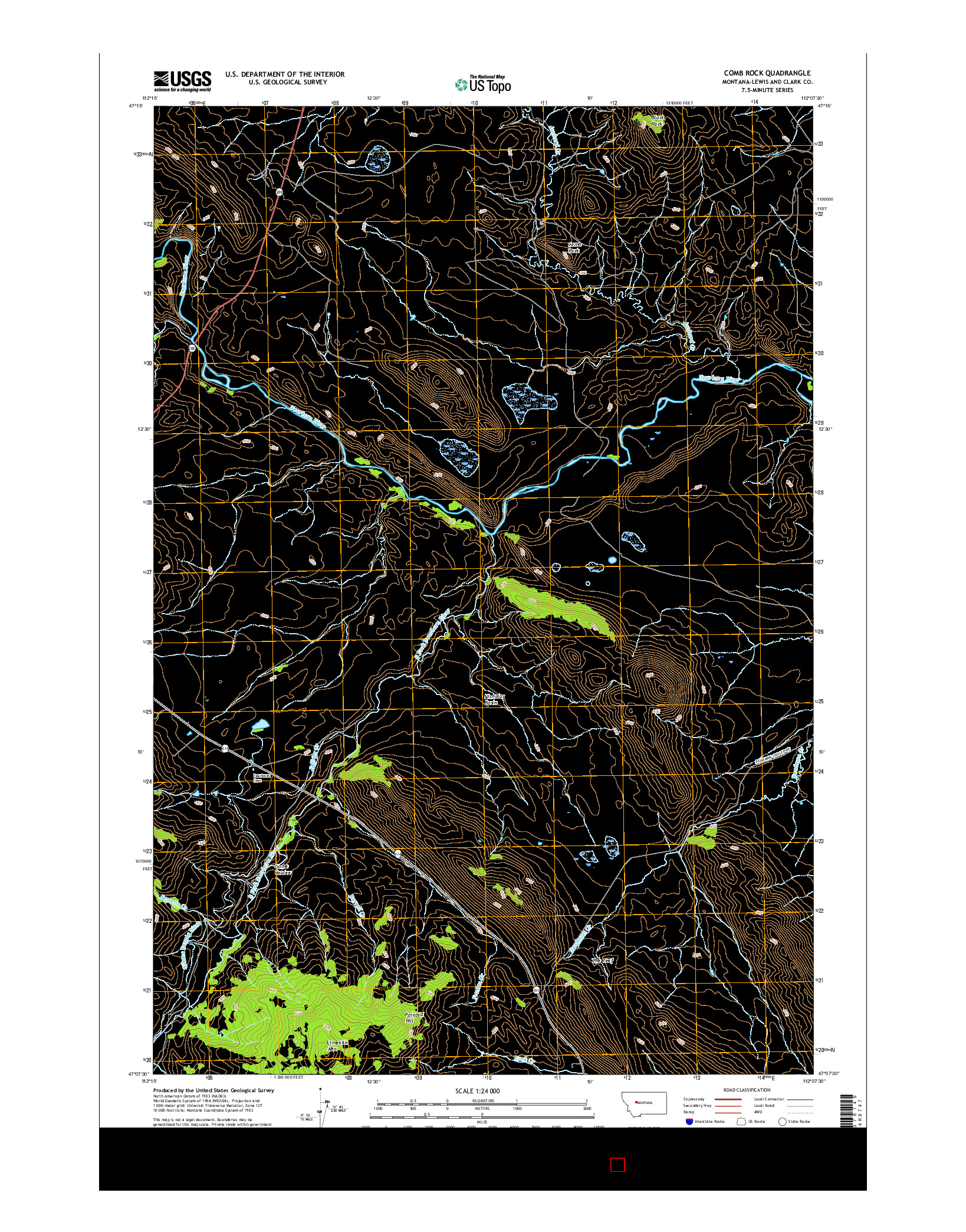 USGS US TOPO 7.5-MINUTE MAP FOR COMB ROCK, MT 2017