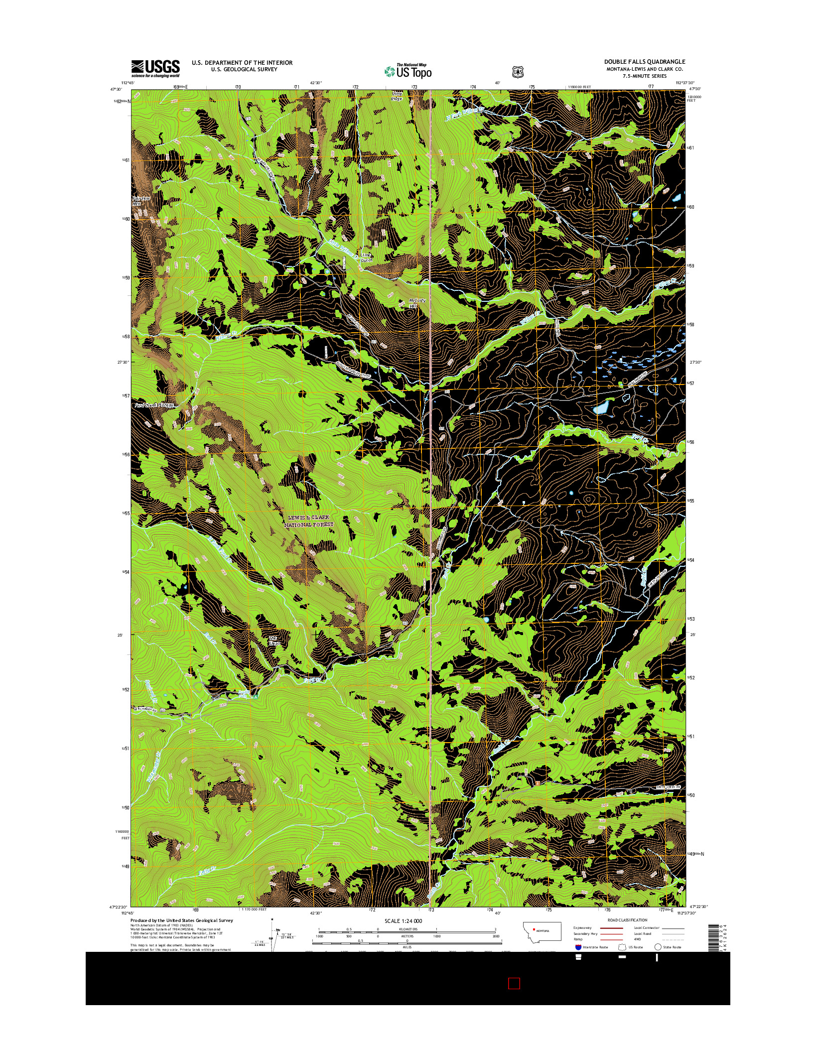 USGS US TOPO 7.5-MINUTE MAP FOR DOUBLE FALLS, MT 2017
