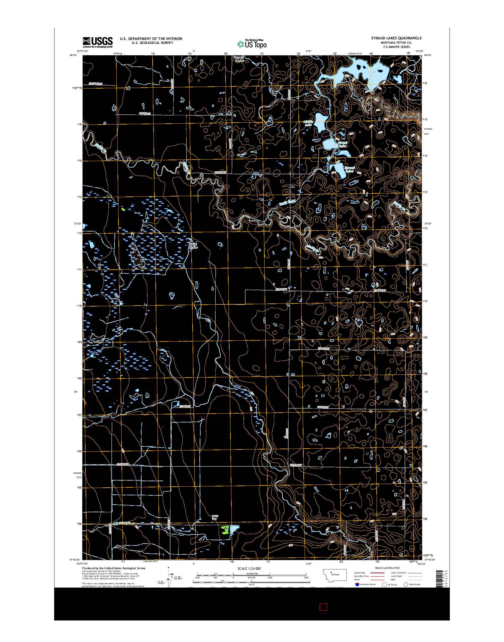 USGS US TOPO 7.5-MINUTE MAP FOR EYRAUD LAKES, MT 2017