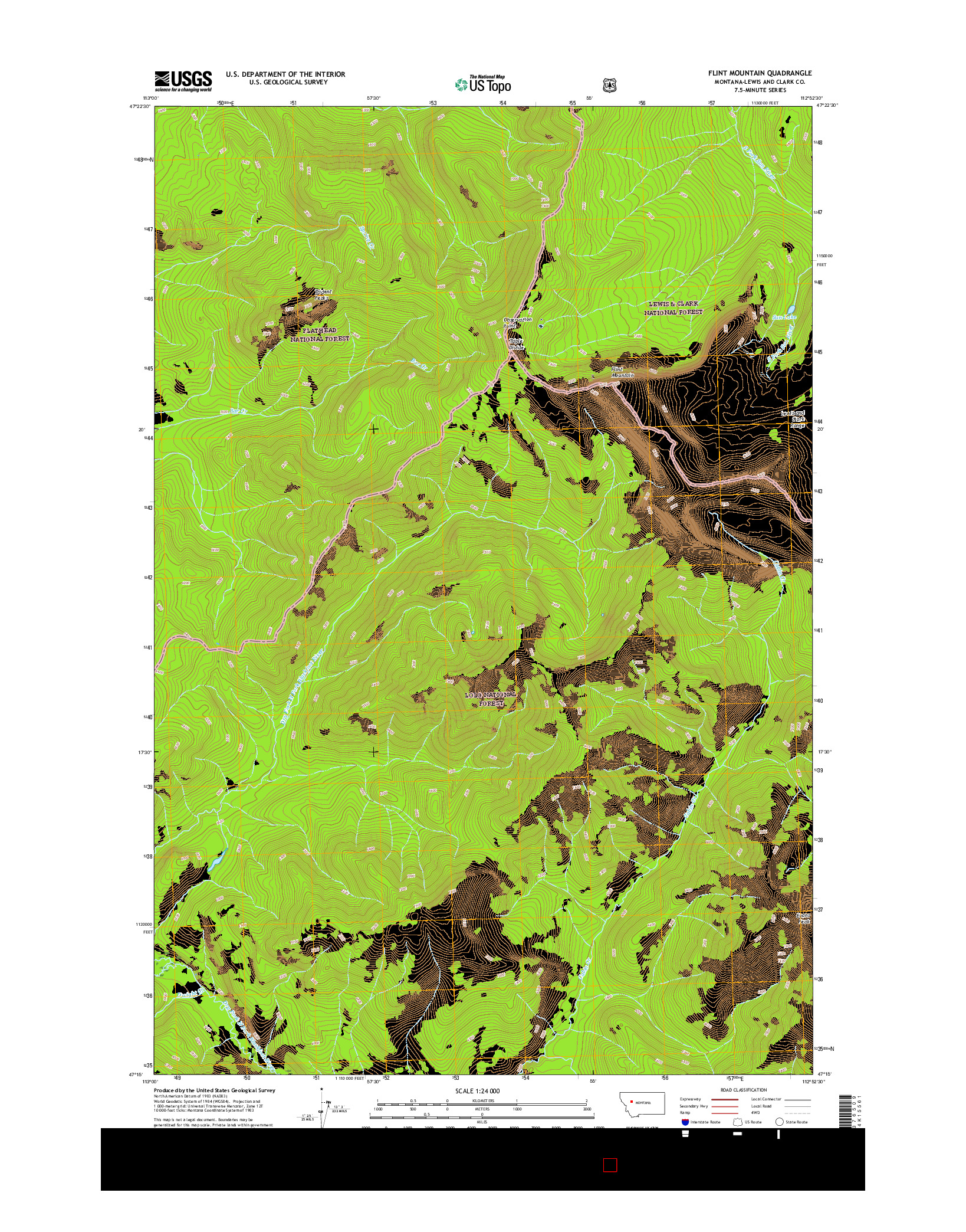 USGS US TOPO 7.5-MINUTE MAP FOR FLINT MOUNTAIN, MT 2017