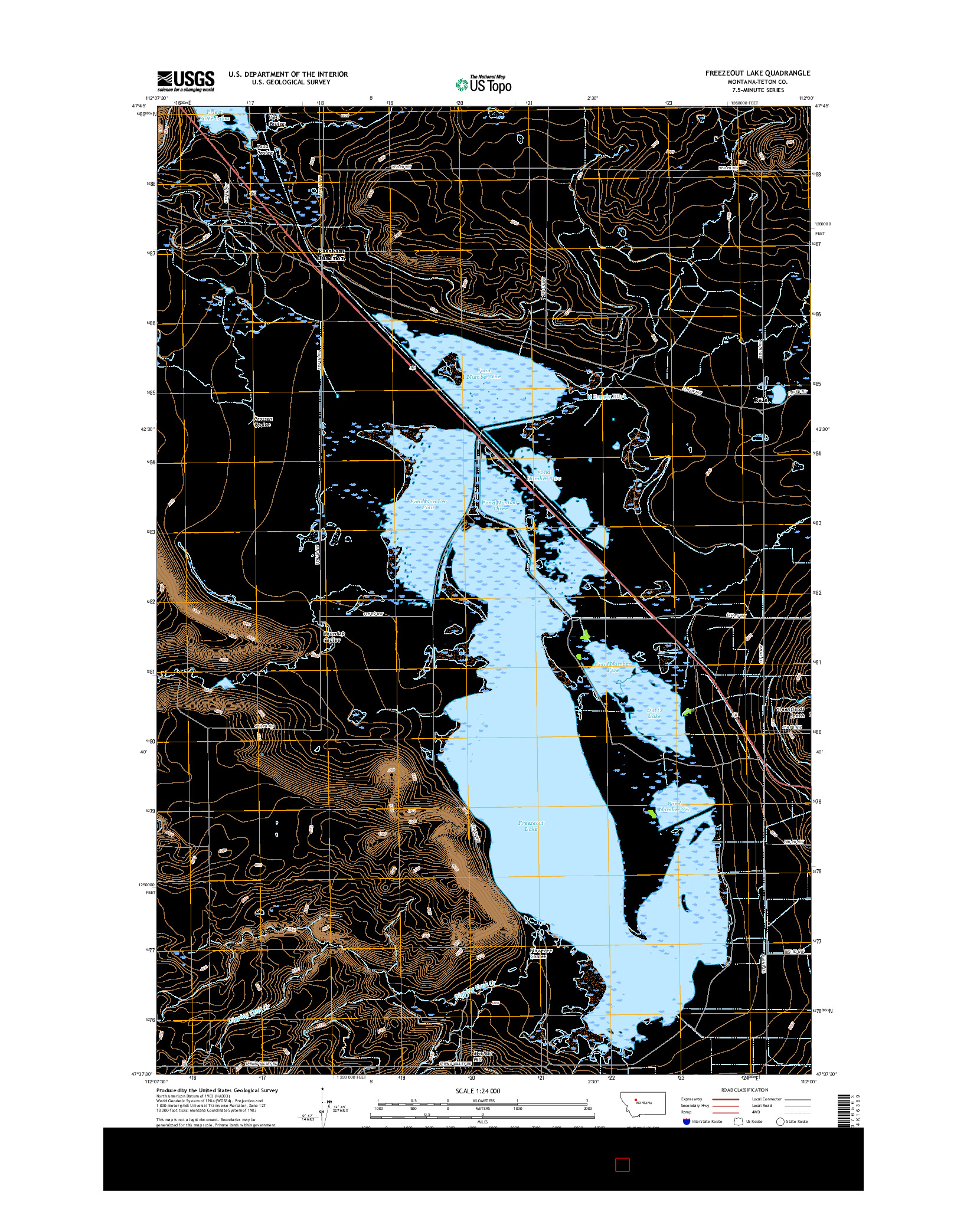 USGS US TOPO 7.5-MINUTE MAP FOR FREEZEOUT LAKE, MT 2017