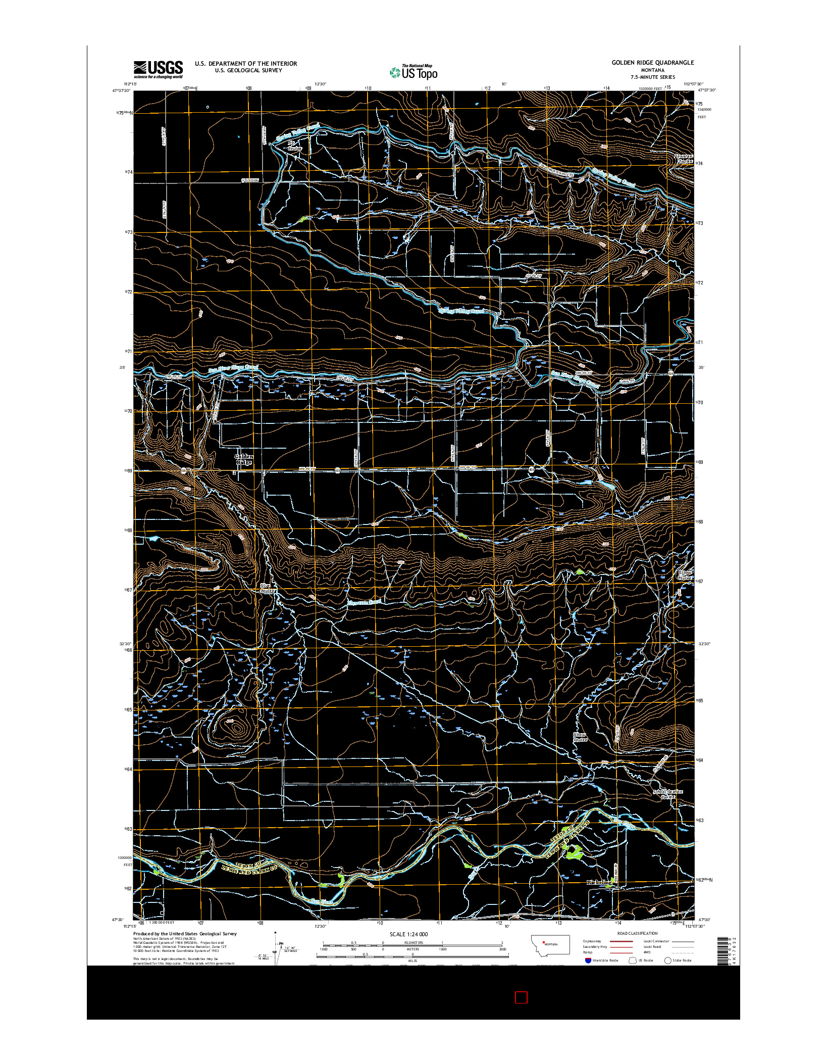 USGS US TOPO 7.5-MINUTE MAP FOR GOLDEN RIDGE, MT 2017