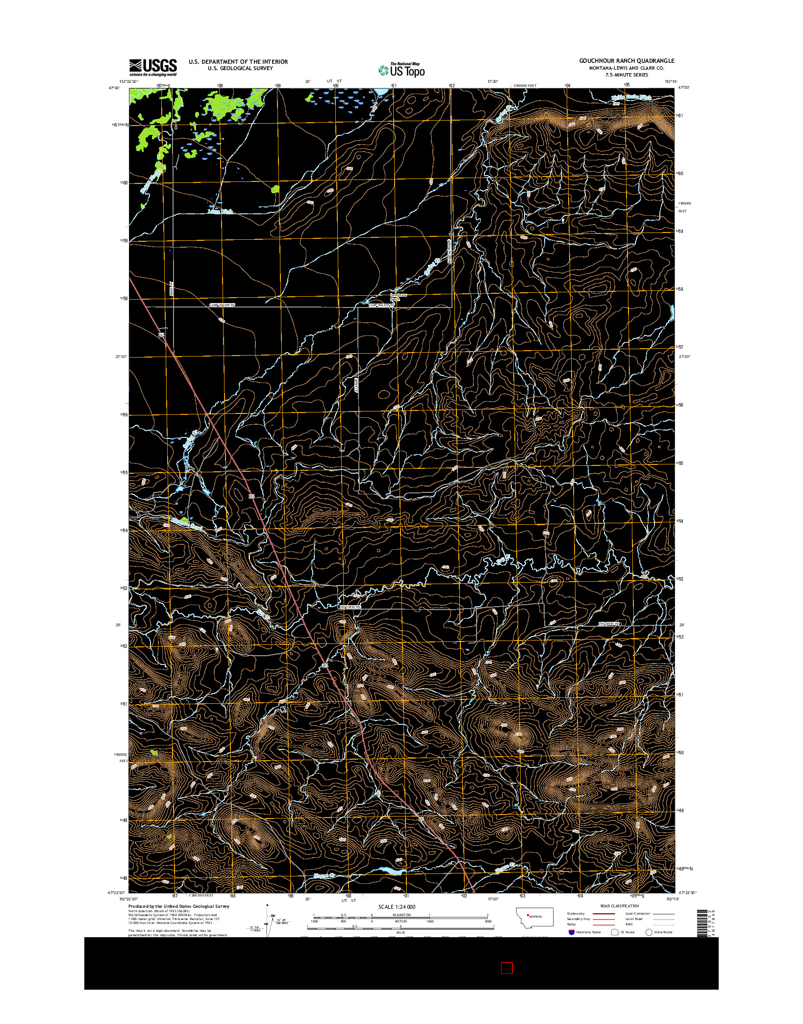 USGS US TOPO 7.5-MINUTE MAP FOR GOUCHNOUR RANCH, MT 2017