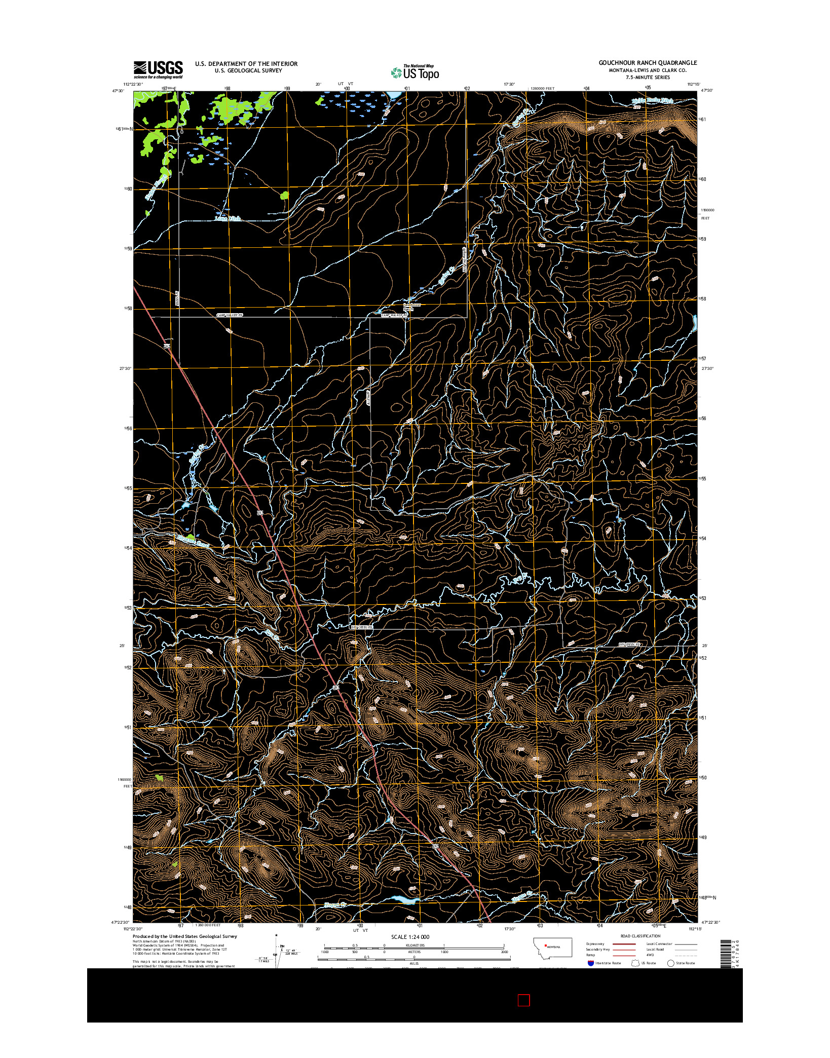 USGS US TOPO 7.5-MINUTE MAP FOR GOUCHNOUR RANCH, MT 2017