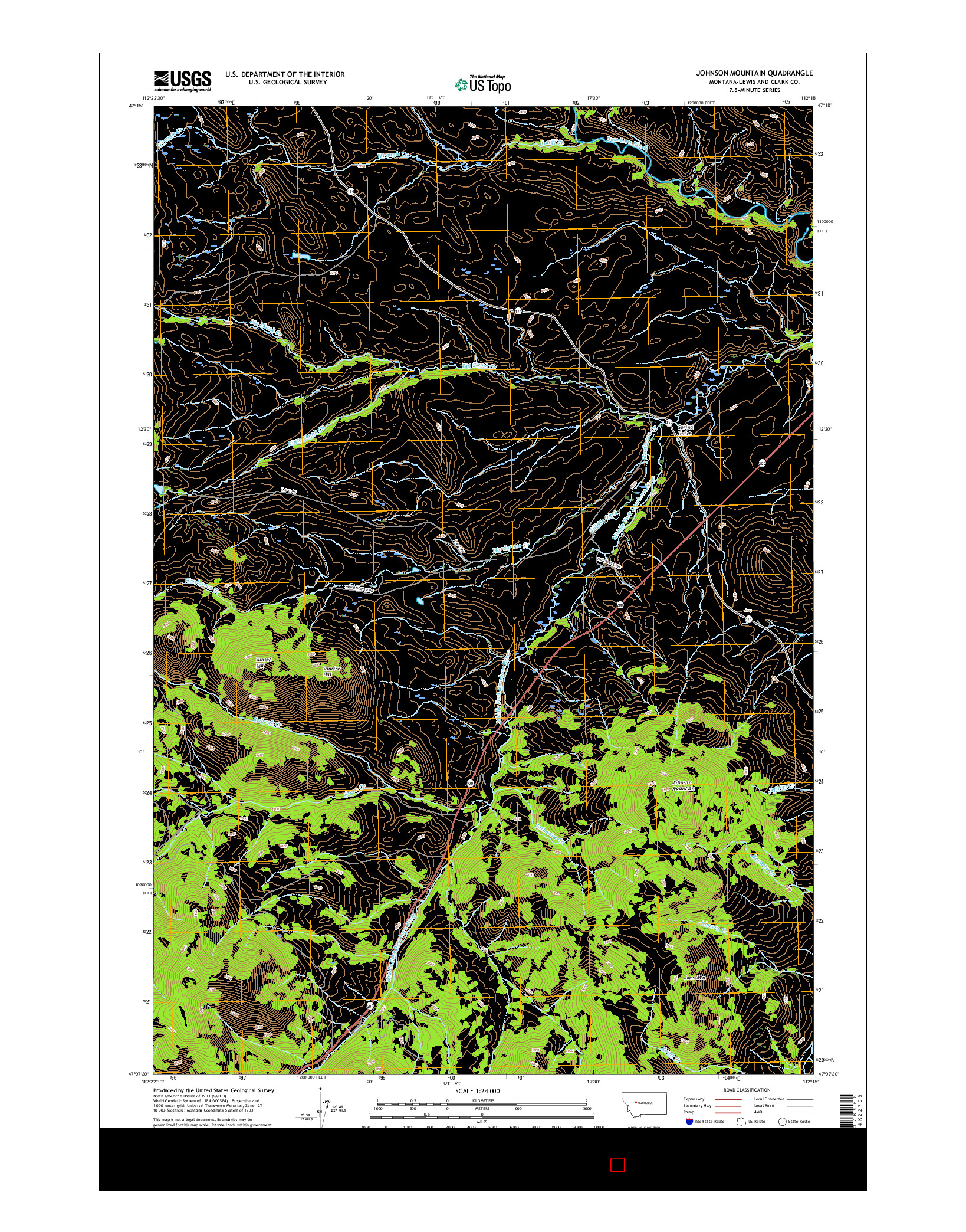 USGS US TOPO 7.5-MINUTE MAP FOR JOHNSON MOUNTAIN, MT 2017