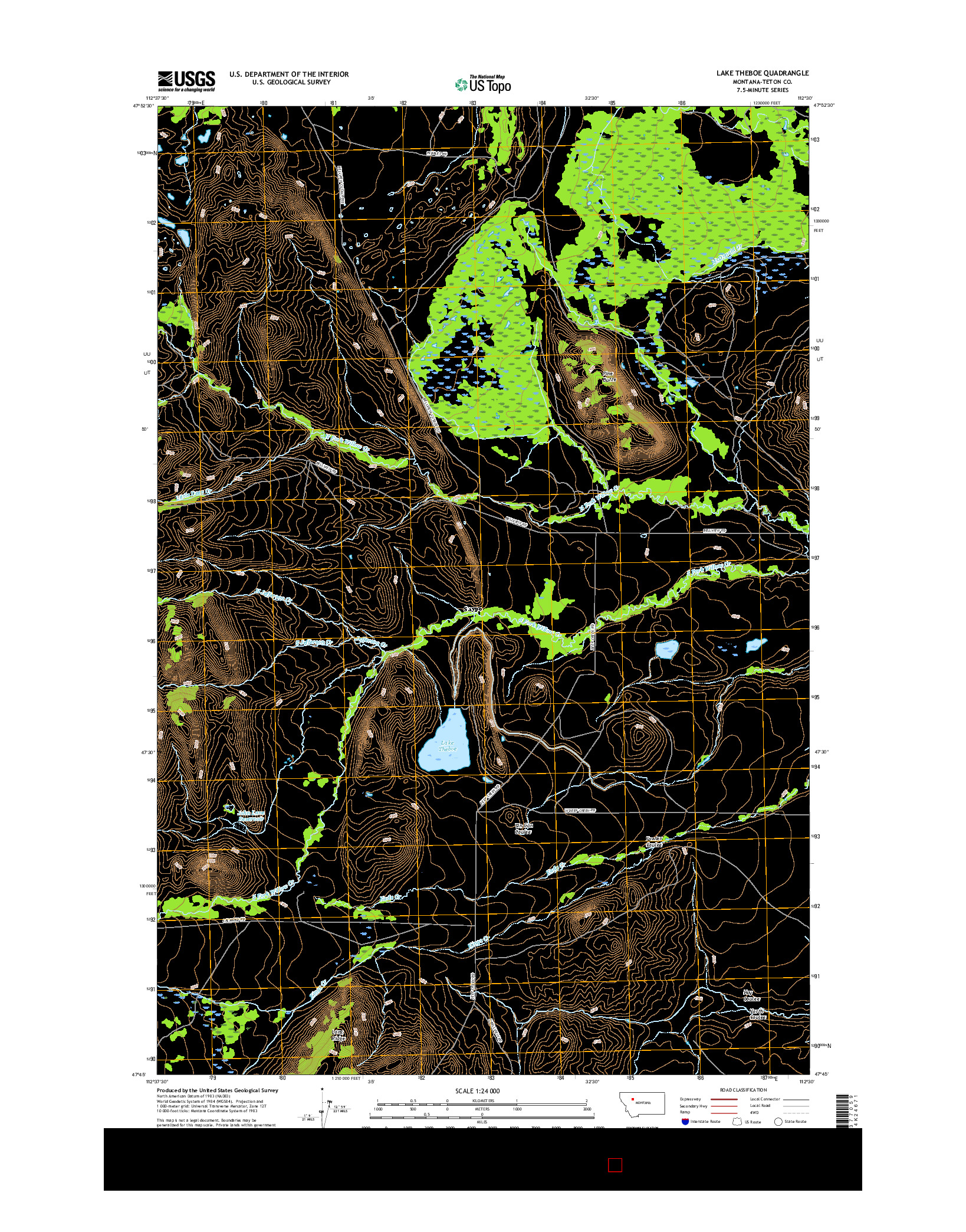 USGS US TOPO 7.5-MINUTE MAP FOR LAKE THEBOE, MT 2017