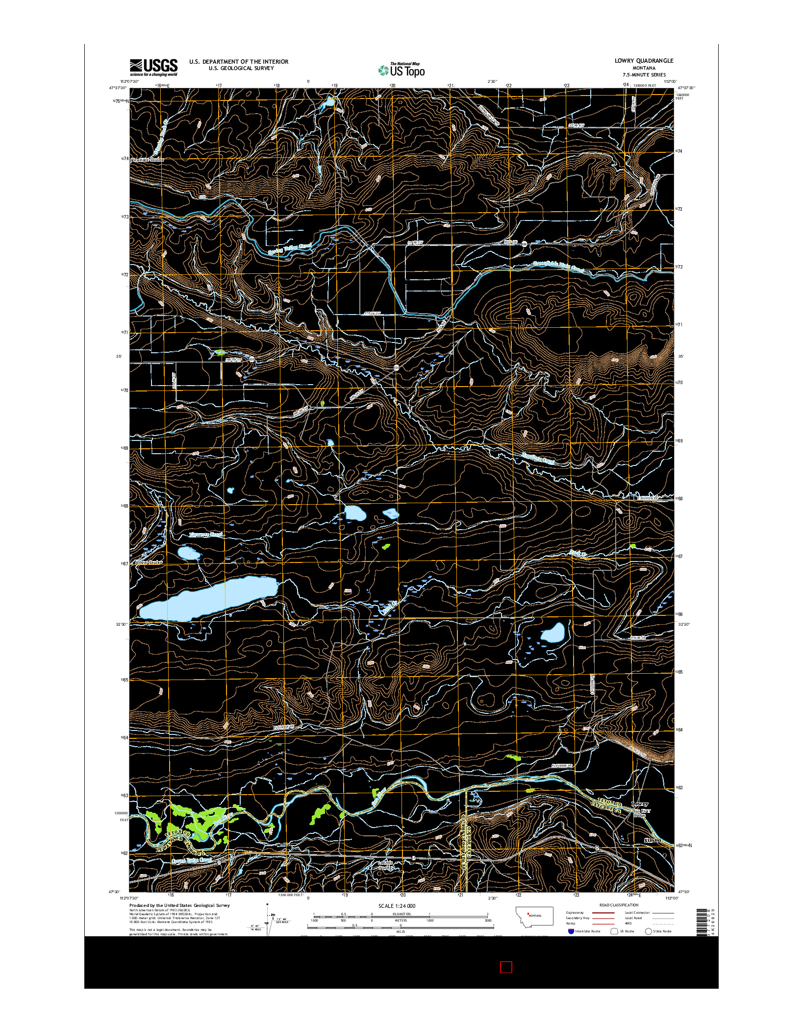 USGS US TOPO 7.5-MINUTE MAP FOR LOWRY, MT 2017