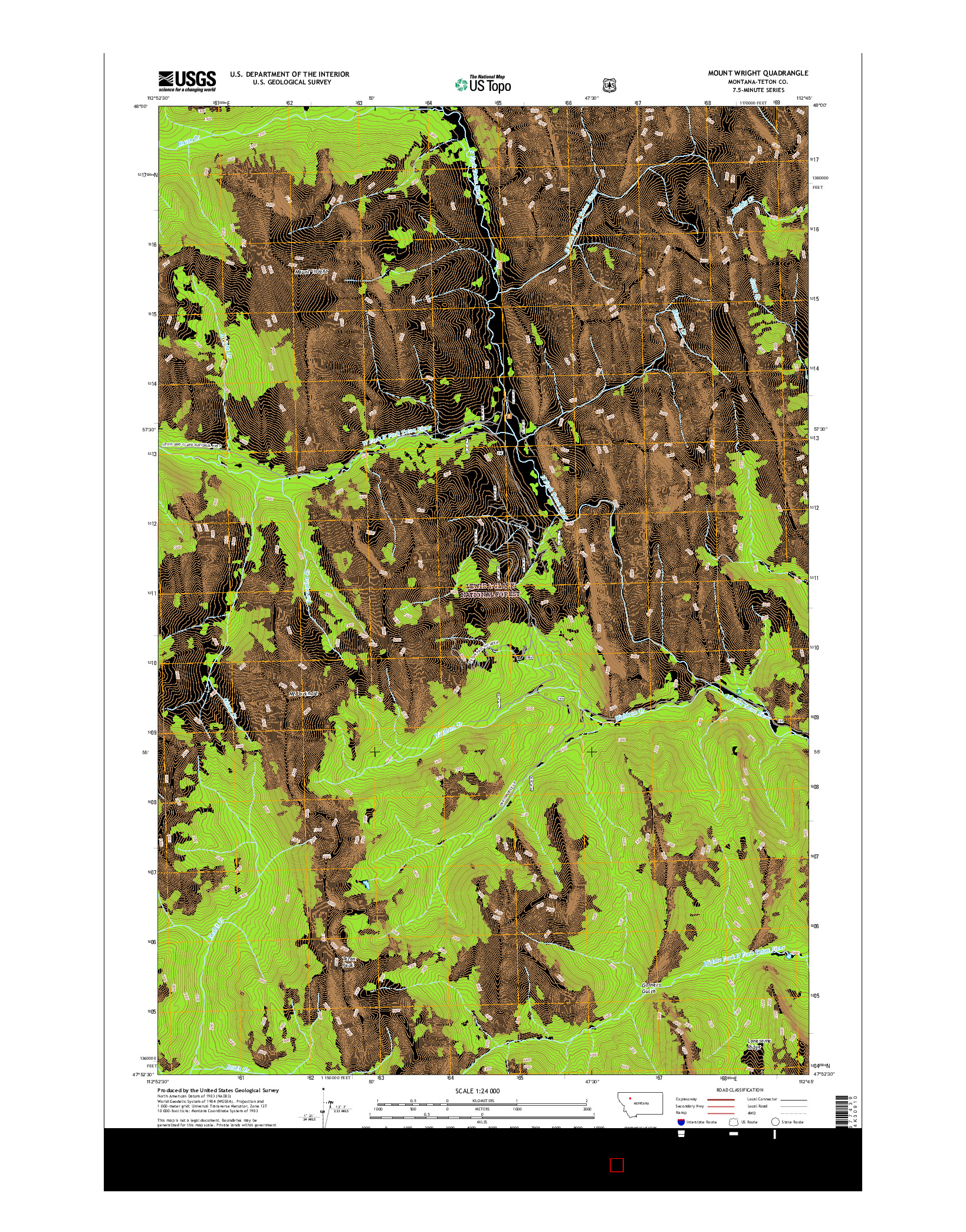 USGS US TOPO 7.5-MINUTE MAP FOR MOUNT WRIGHT, MT 2017