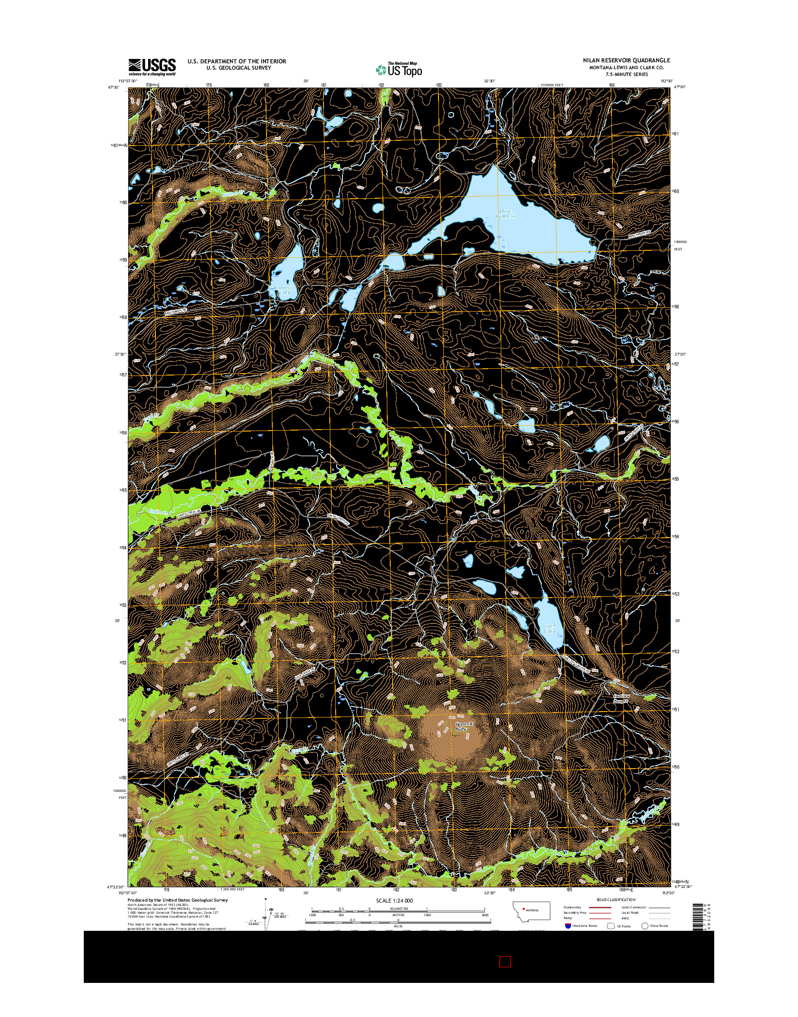USGS US TOPO 7.5-MINUTE MAP FOR NILAN RESERVOIR, MT 2017