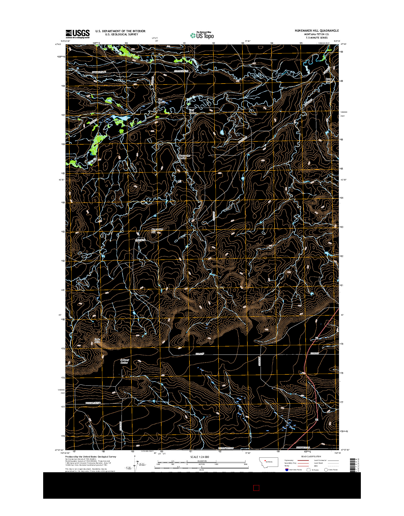 USGS US TOPO 7.5-MINUTE MAP FOR NUNEMAKER HILL, MT 2017