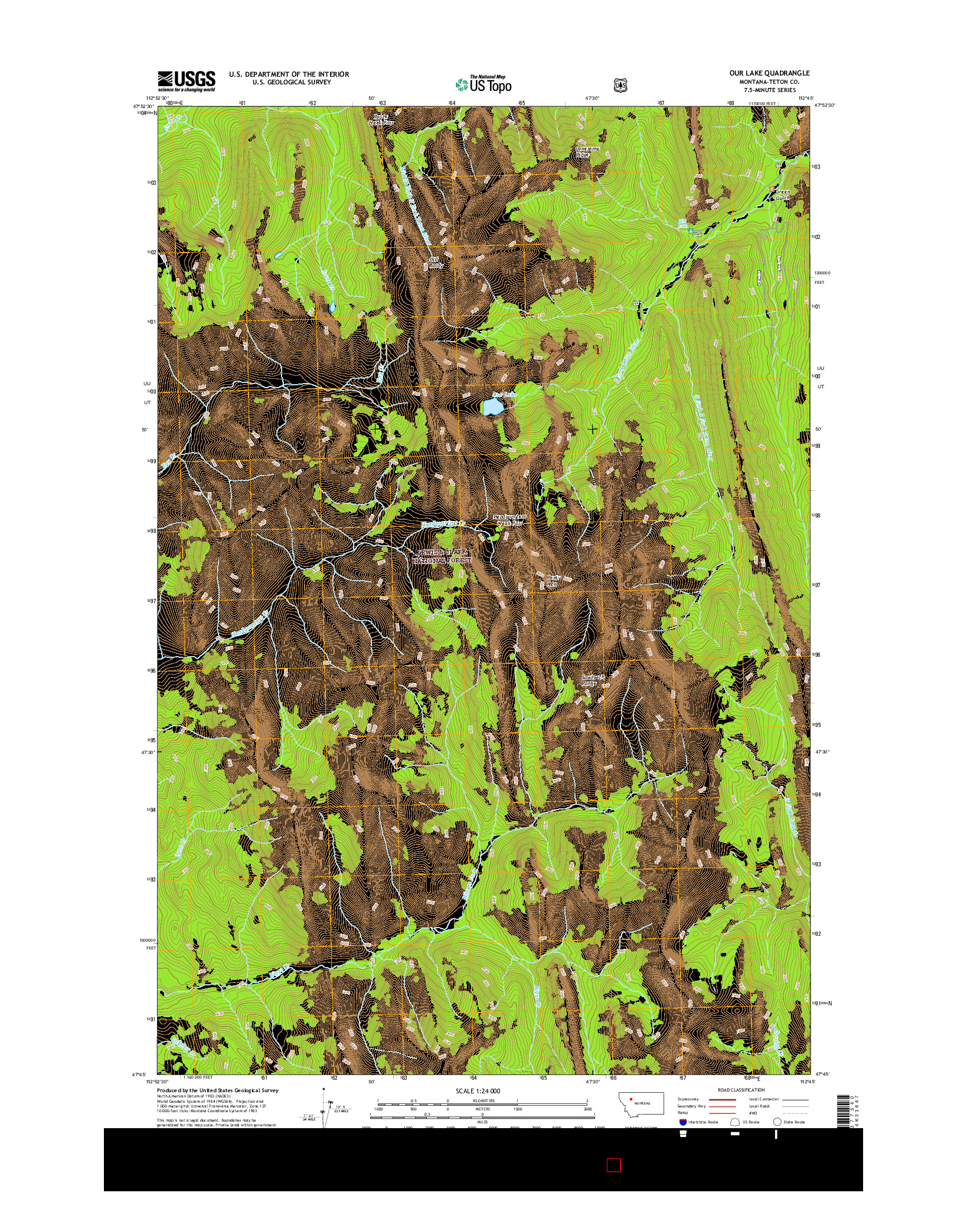 USGS US TOPO 7.5-MINUTE MAP FOR OUR LAKE, MT 2017