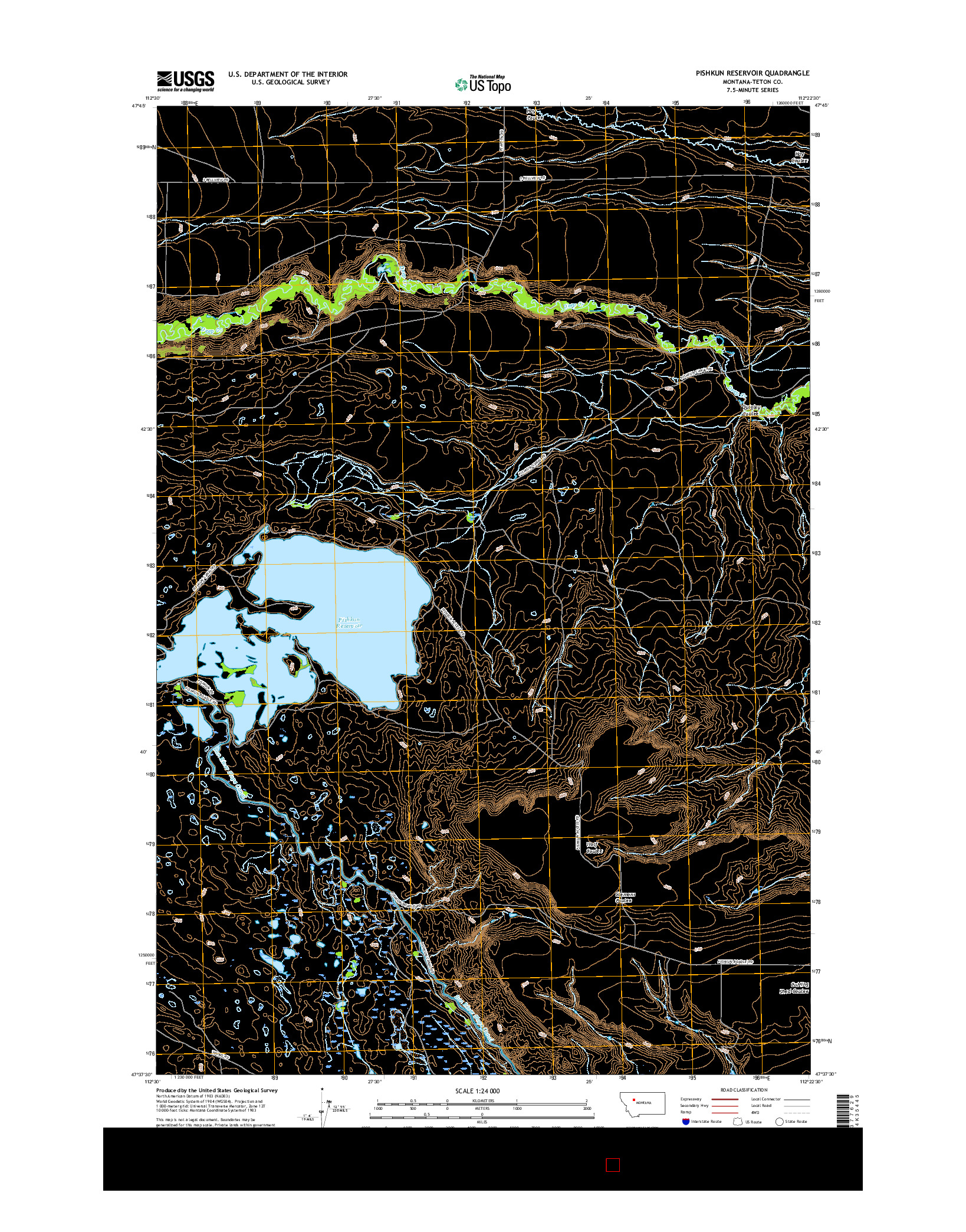 USGS US TOPO 7.5-MINUTE MAP FOR PISHKUN RESERVOIR, MT 2017