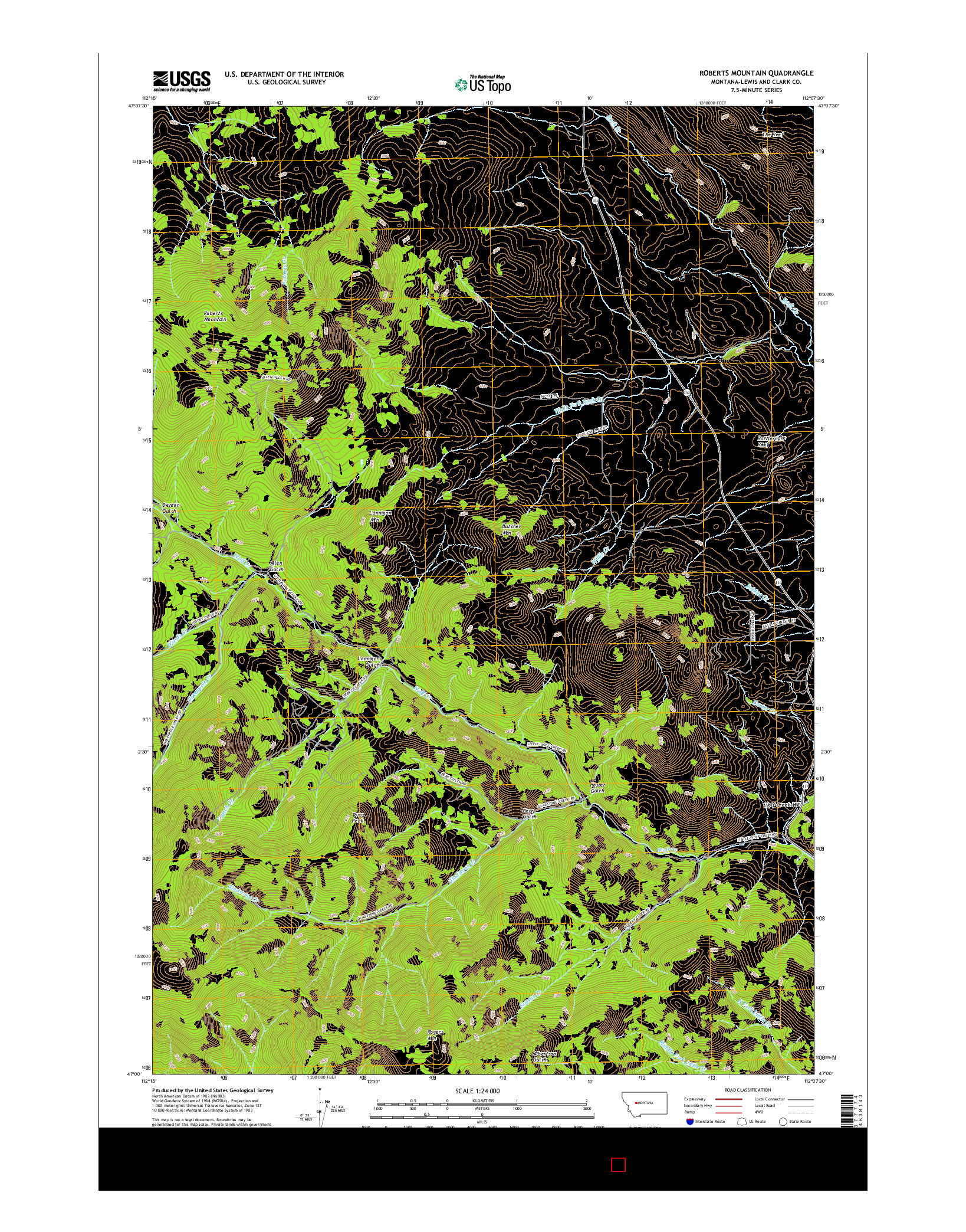 USGS US TOPO 7.5-MINUTE MAP FOR ROBERTS MOUNTAIN, MT 2017