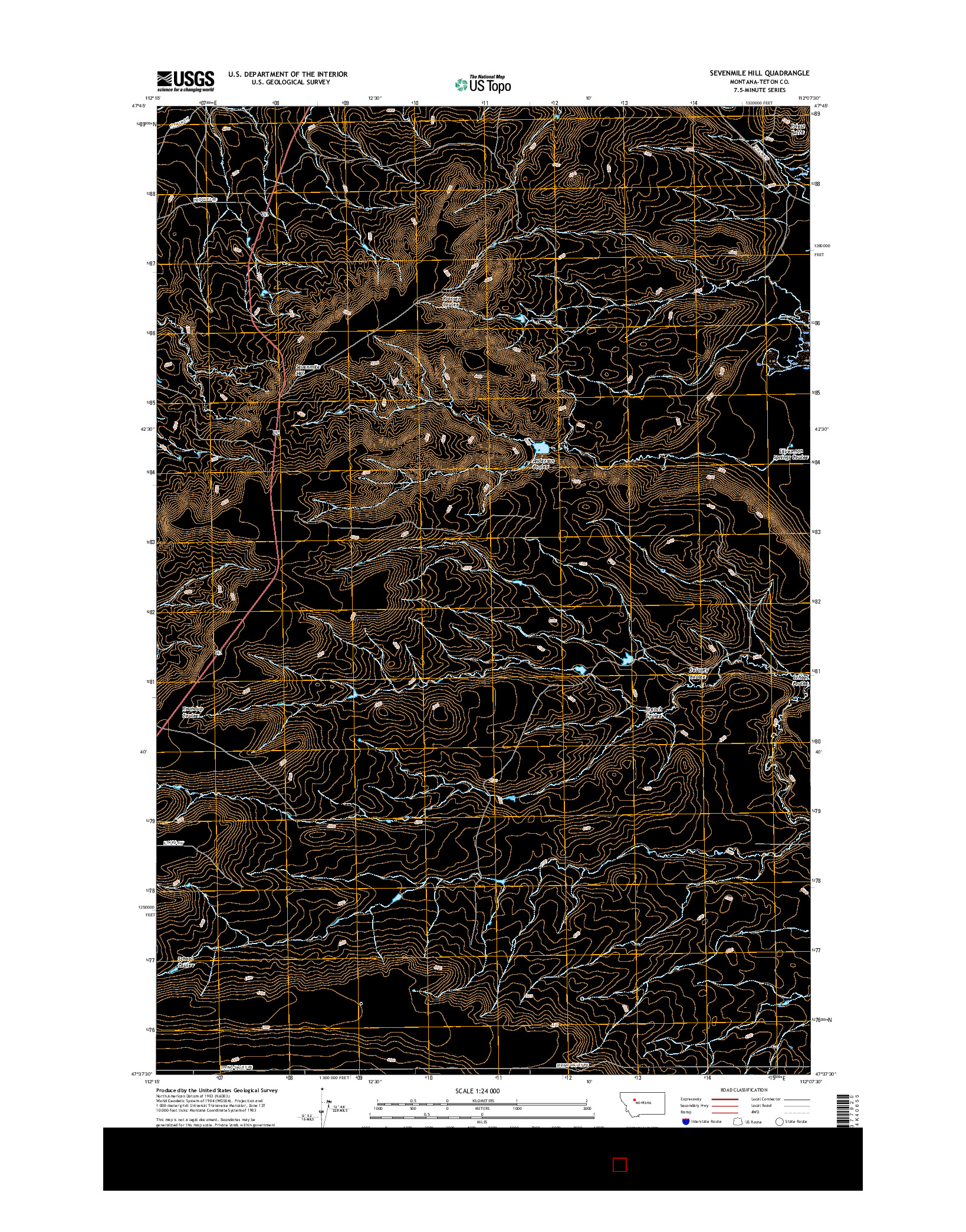 USGS US TOPO 7.5-MINUTE MAP FOR SEVENMILE HILL, MT 2017