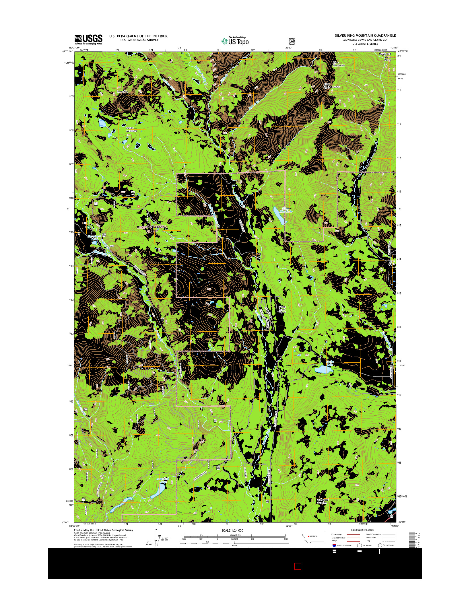 USGS US TOPO 7.5-MINUTE MAP FOR SILVER KING MOUNTAIN, MT 2017