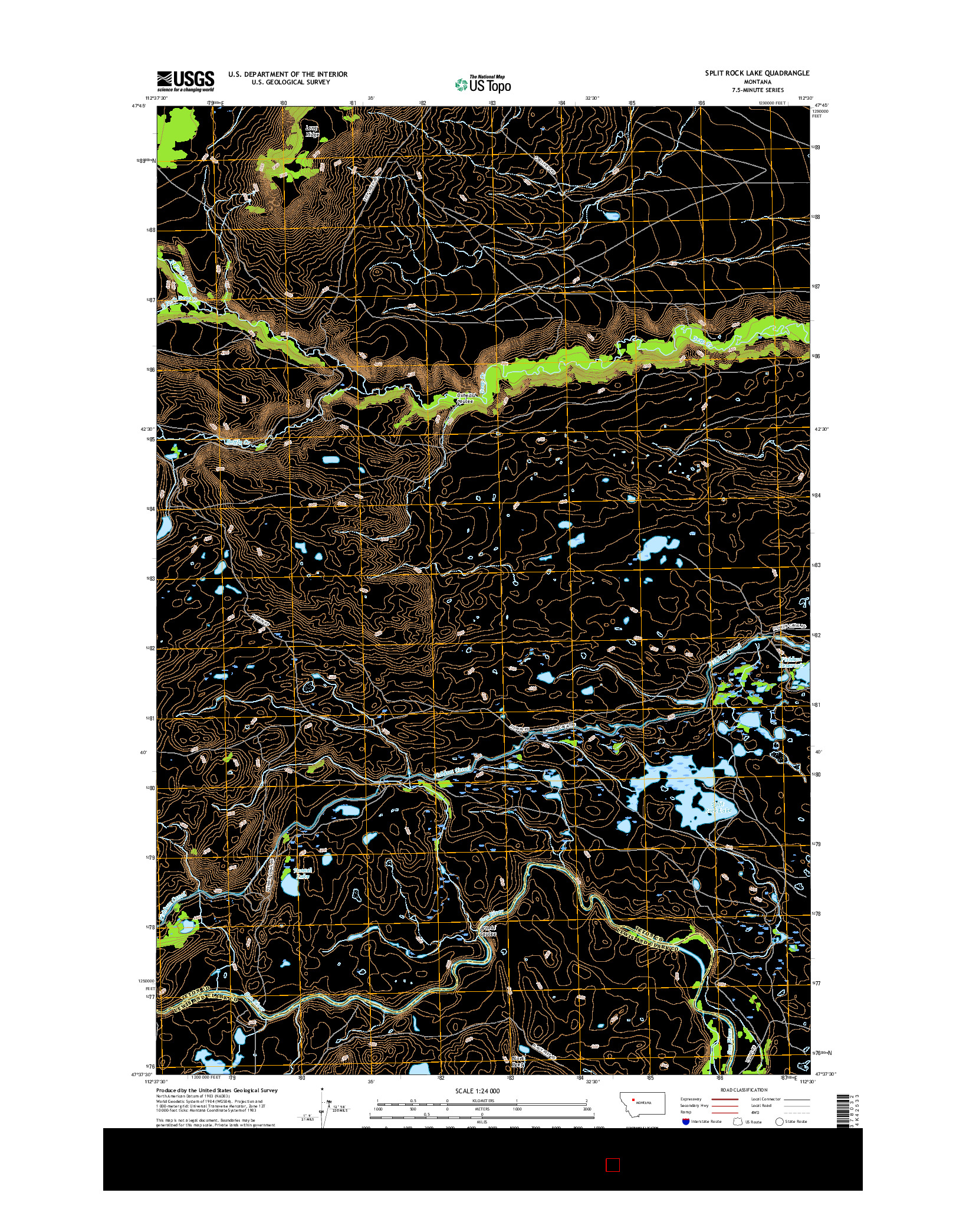 USGS US TOPO 7.5-MINUTE MAP FOR SPLIT ROCK LAKE, MT 2017