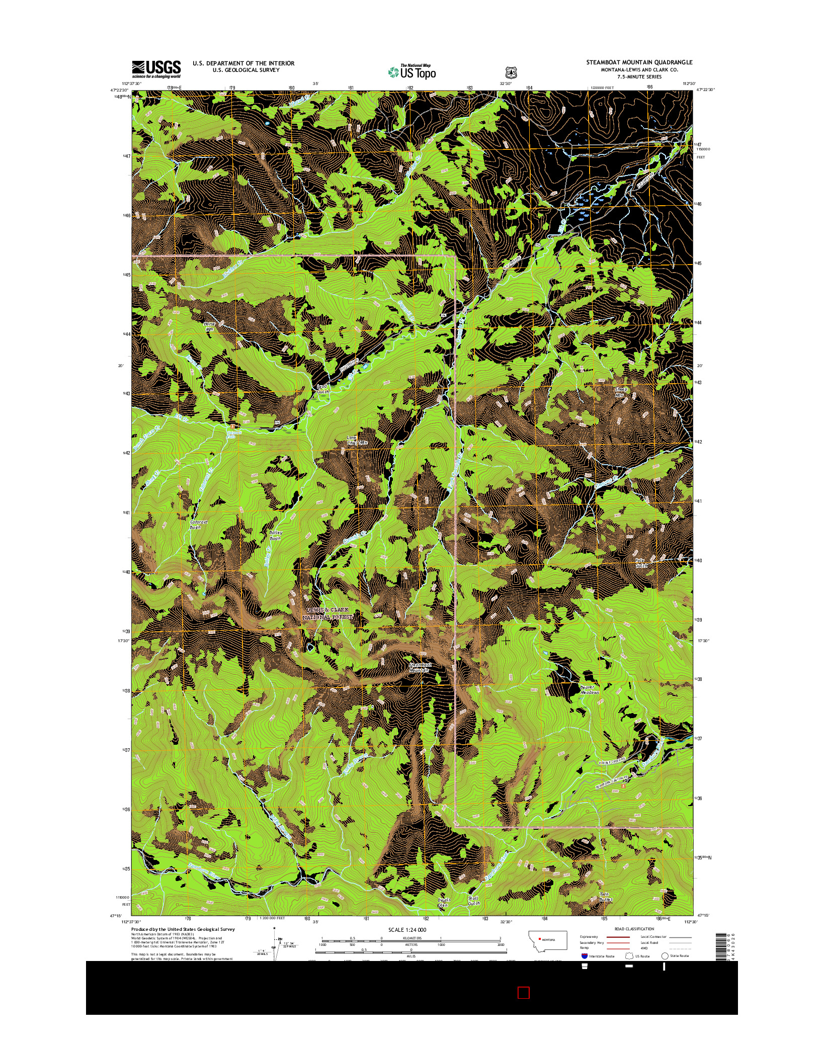 USGS US TOPO 7.5-MINUTE MAP FOR STEAMBOAT MOUNTAIN, MT 2017