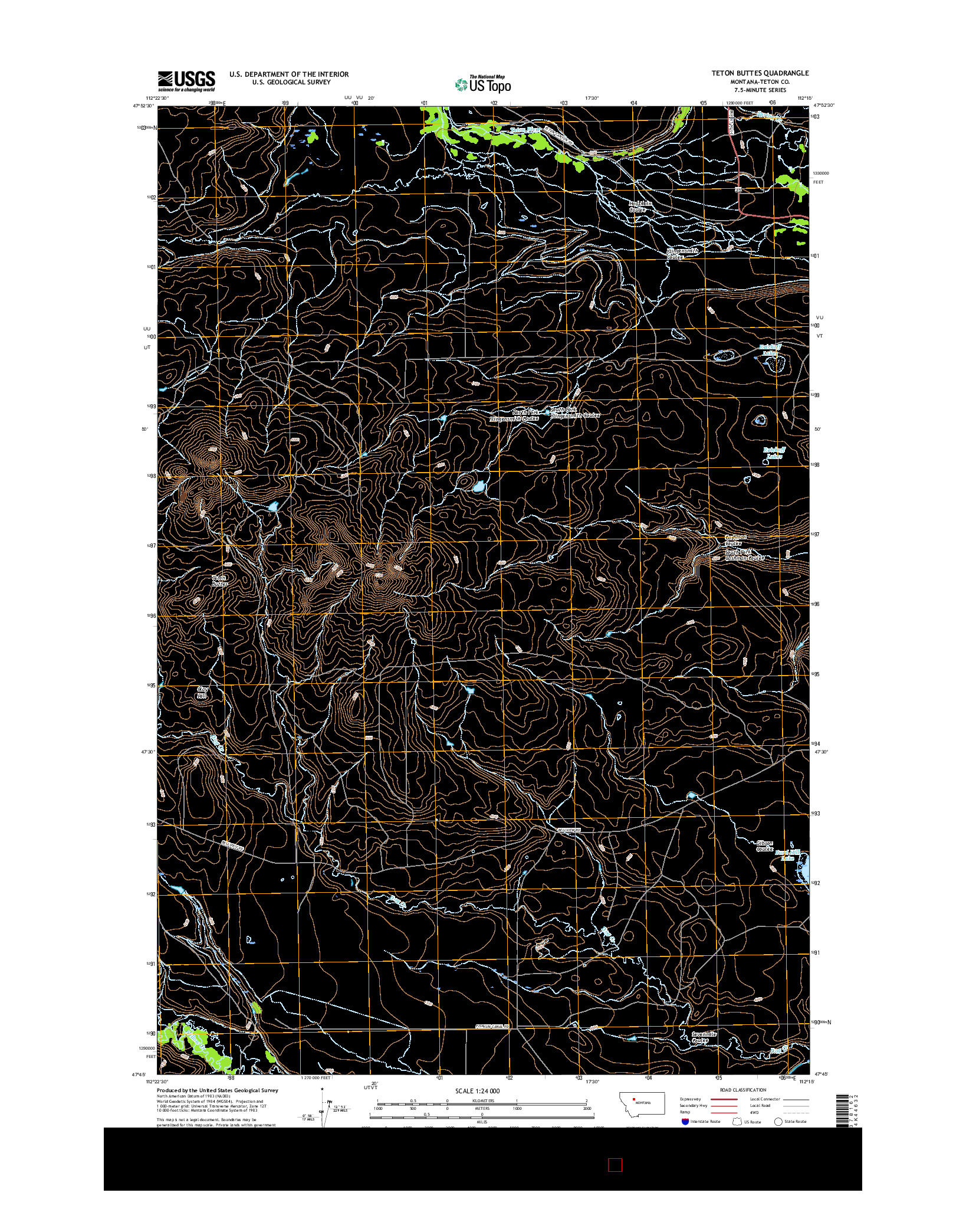 USGS US TOPO 7.5-MINUTE MAP FOR TETON BUTTES, MT 2017