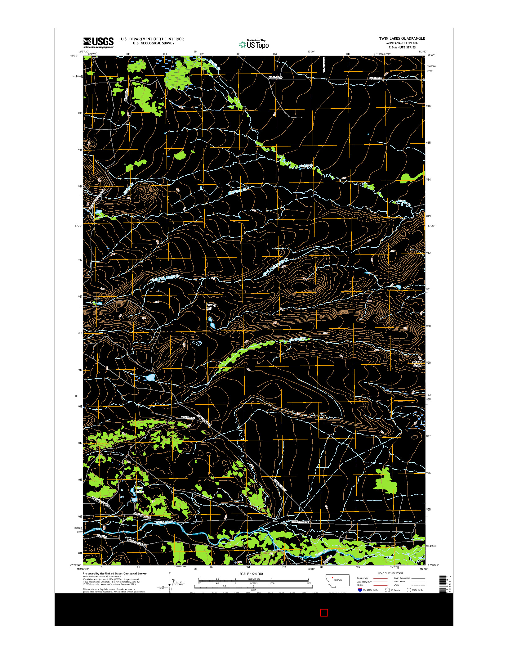 USGS US TOPO 7.5-MINUTE MAP FOR TWIN LAKES, MT 2017