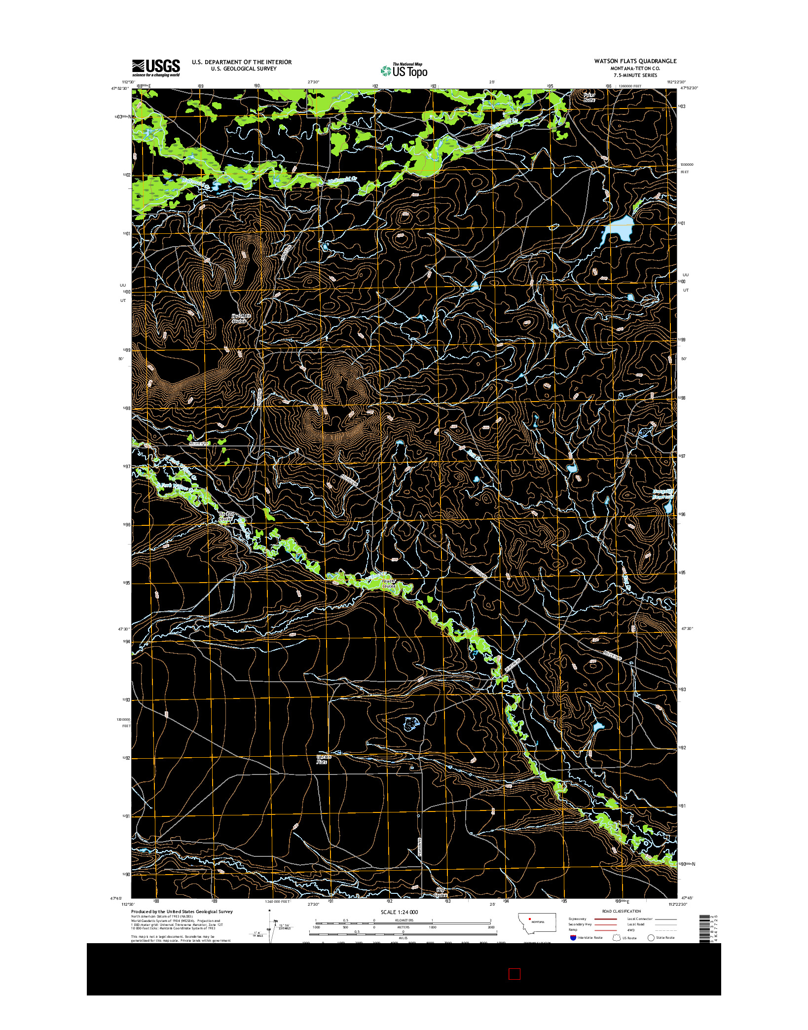 USGS US TOPO 7.5-MINUTE MAP FOR WATSON FLATS, MT 2017