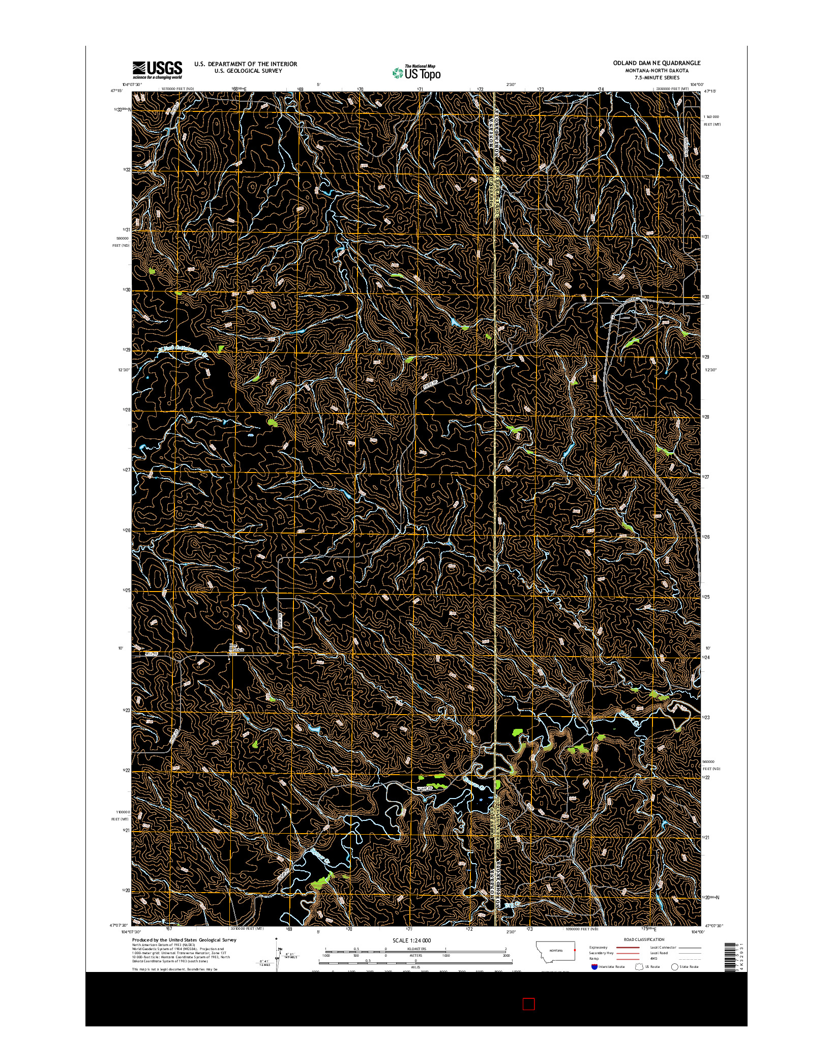 USGS US TOPO 7.5-MINUTE MAP FOR ODLAND DAM NE, MT-ND 2017