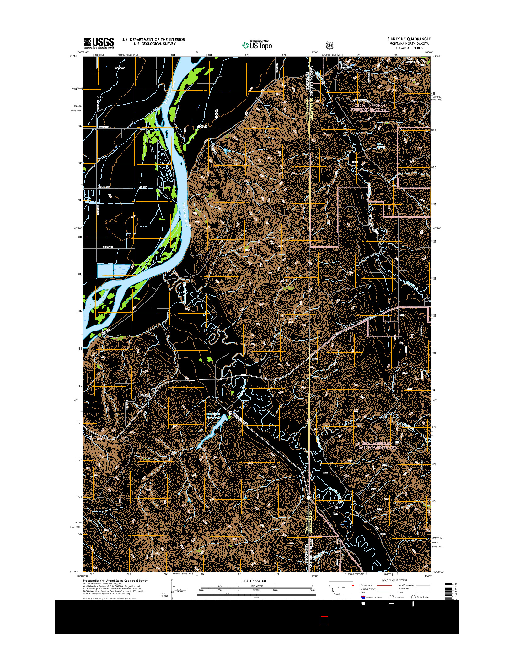 USGS US TOPO 7.5-MINUTE MAP FOR SIDNEY NE, MT-ND 2017
