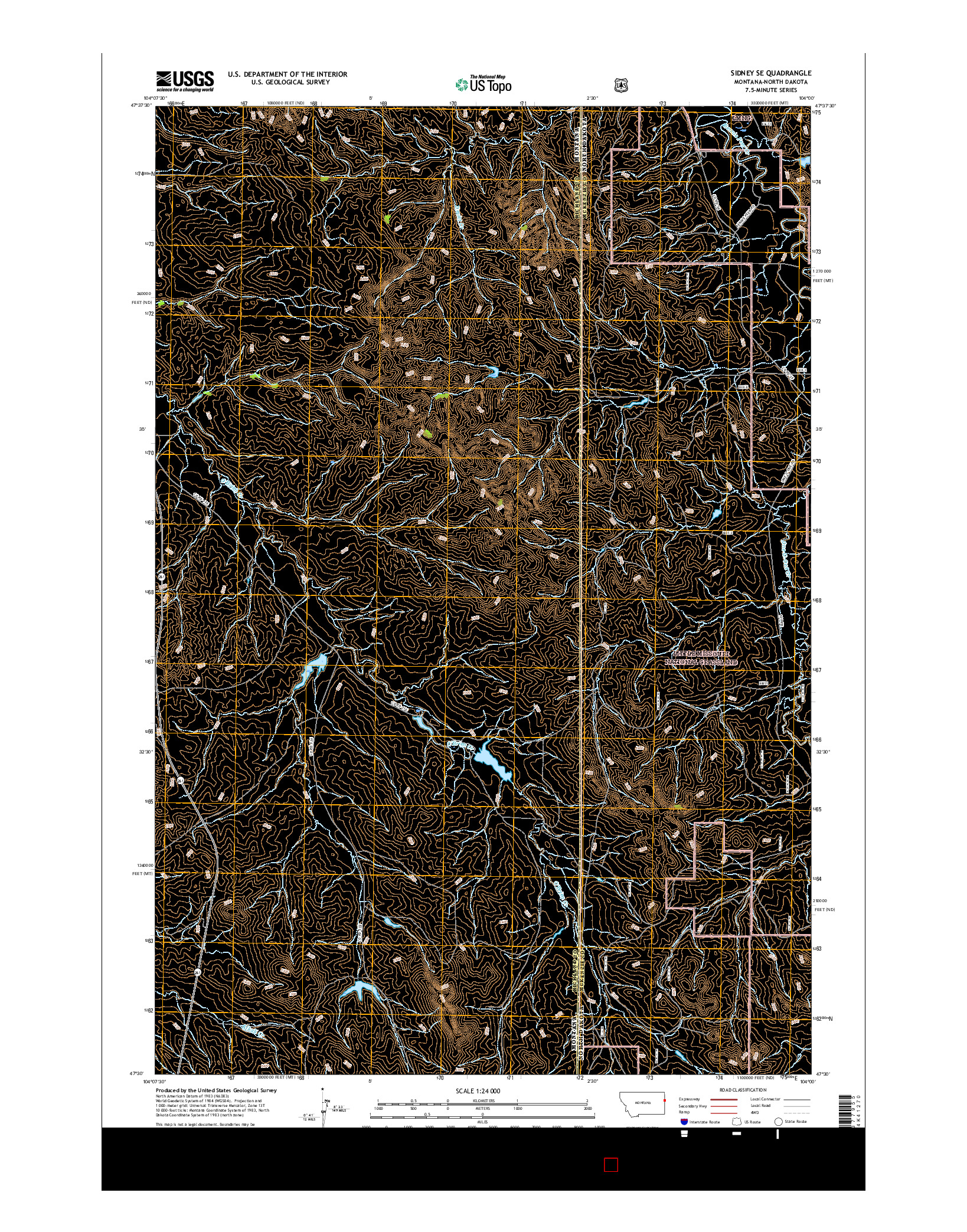 USGS US TOPO 7.5-MINUTE MAP FOR SIDNEY SE, MT-ND 2017