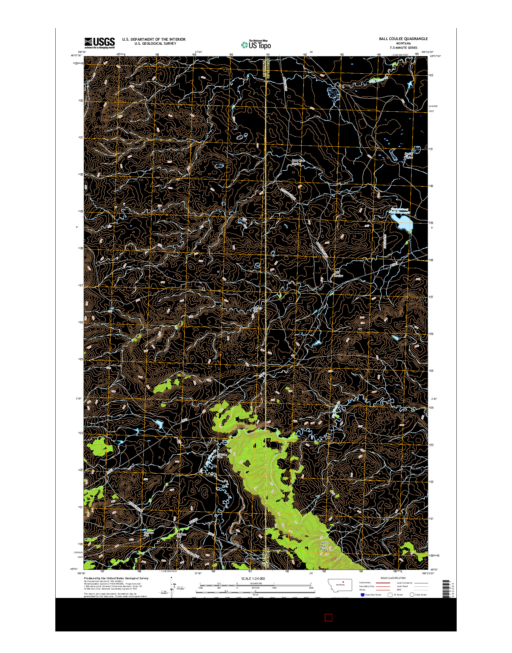 USGS US TOPO 7.5-MINUTE MAP FOR BALL COULEE, MT 2017