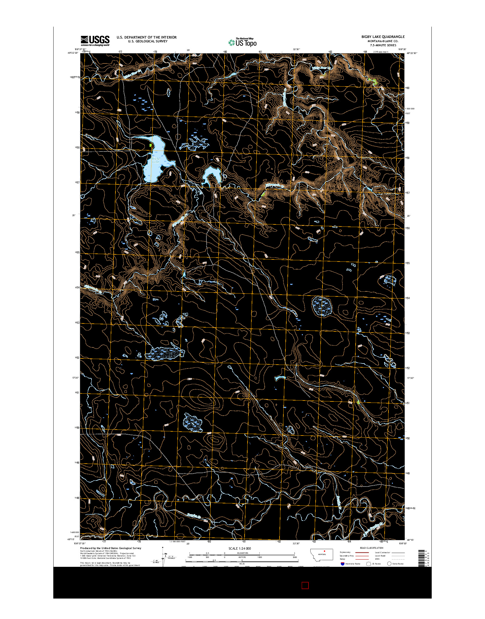 USGS US TOPO 7.5-MINUTE MAP FOR BIGBY LAKE, MT 2017