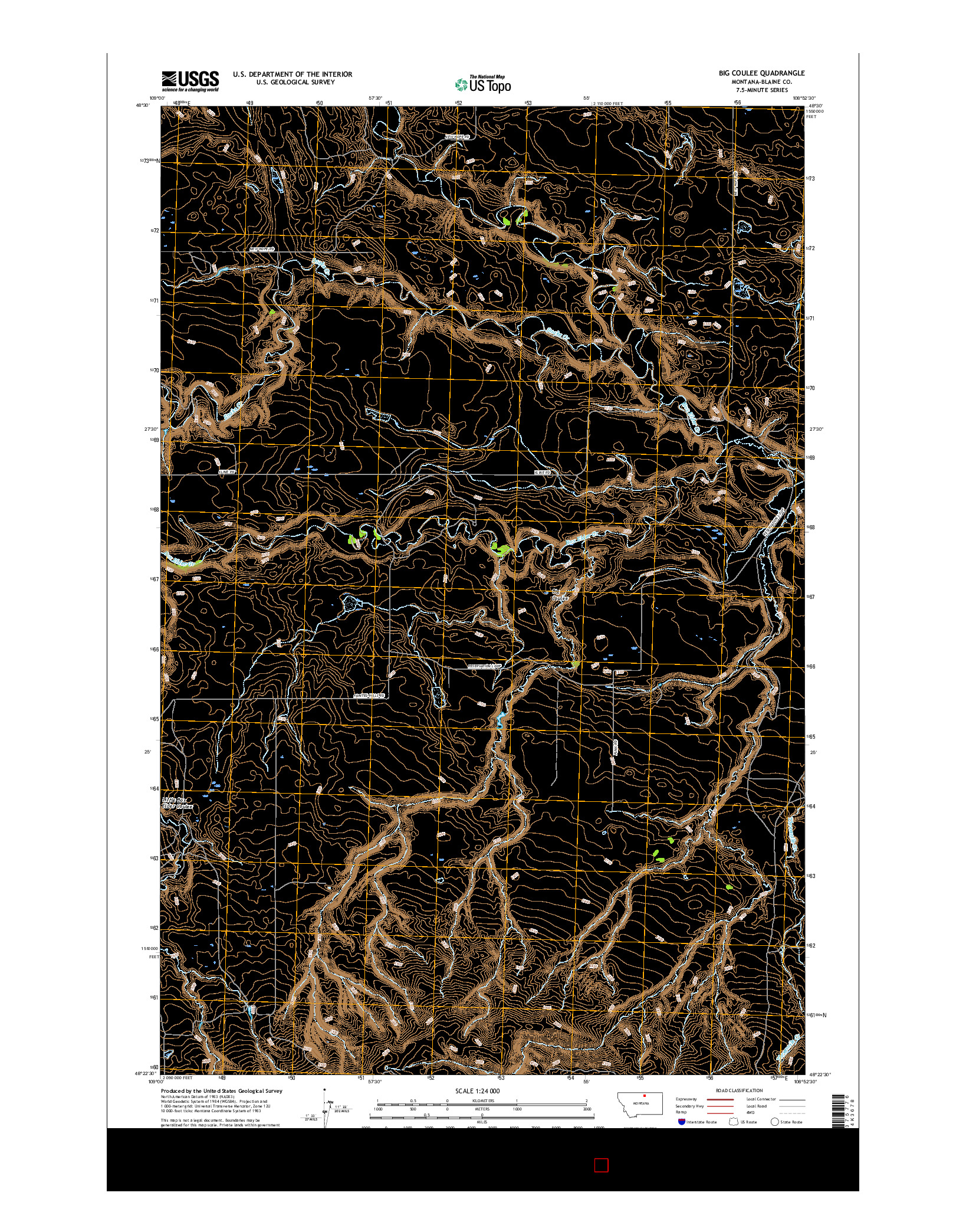 USGS US TOPO 7.5-MINUTE MAP FOR BIG COULEE, MT 2017