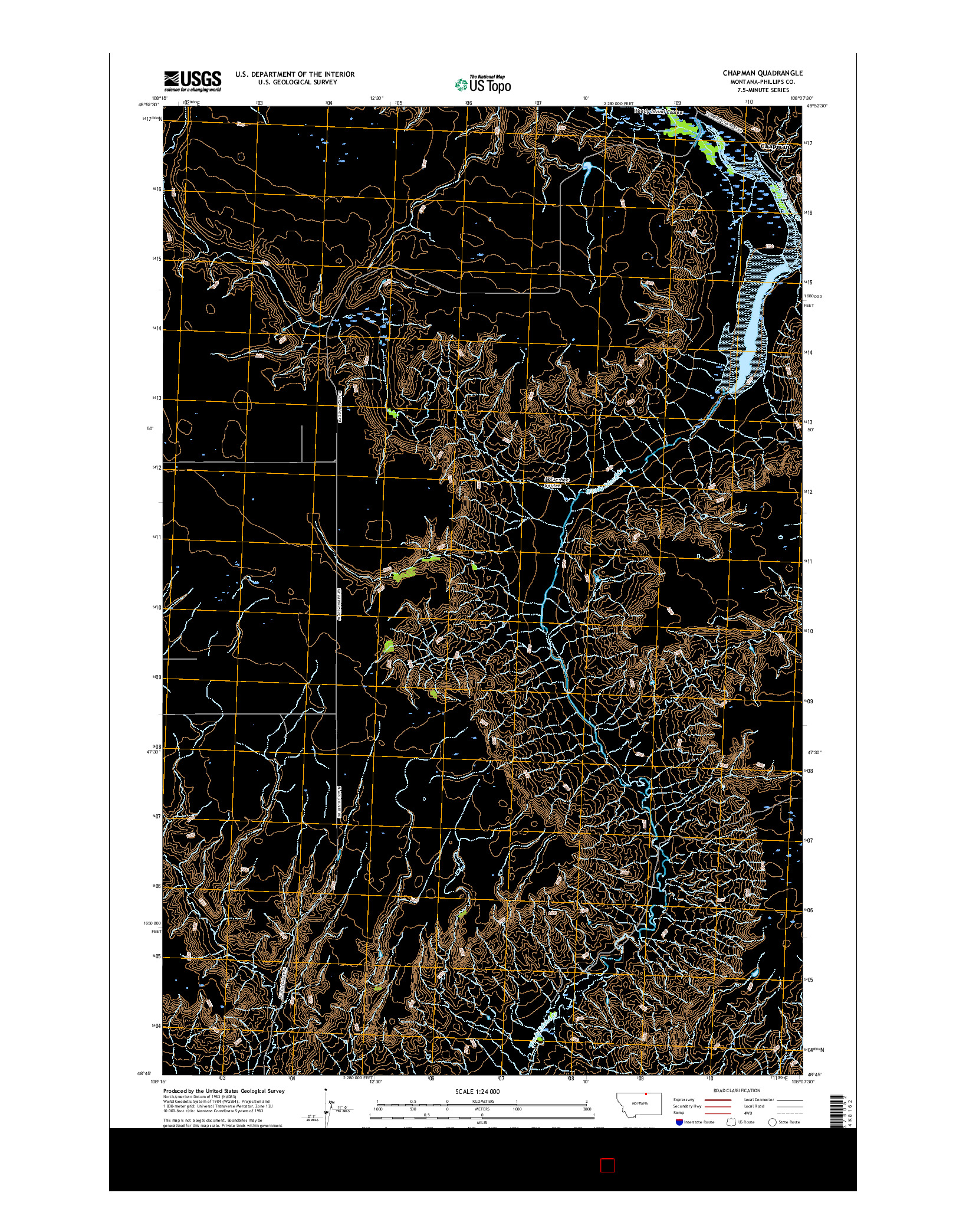 USGS US TOPO 7.5-MINUTE MAP FOR CHAPMAN, MT 2017