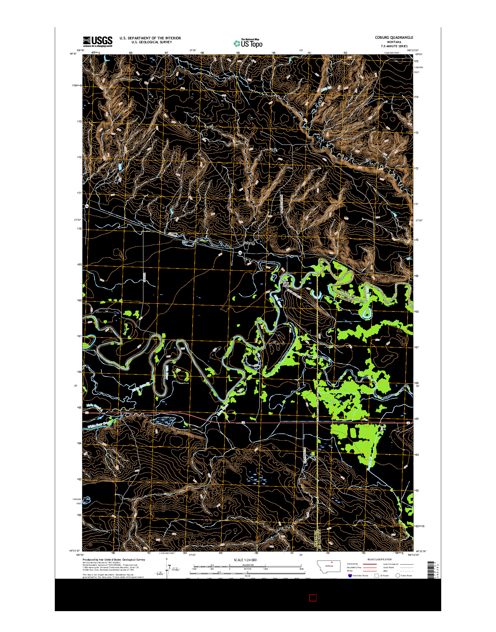 USGS US TOPO 7.5-MINUTE MAP FOR COBURG, MT 2017