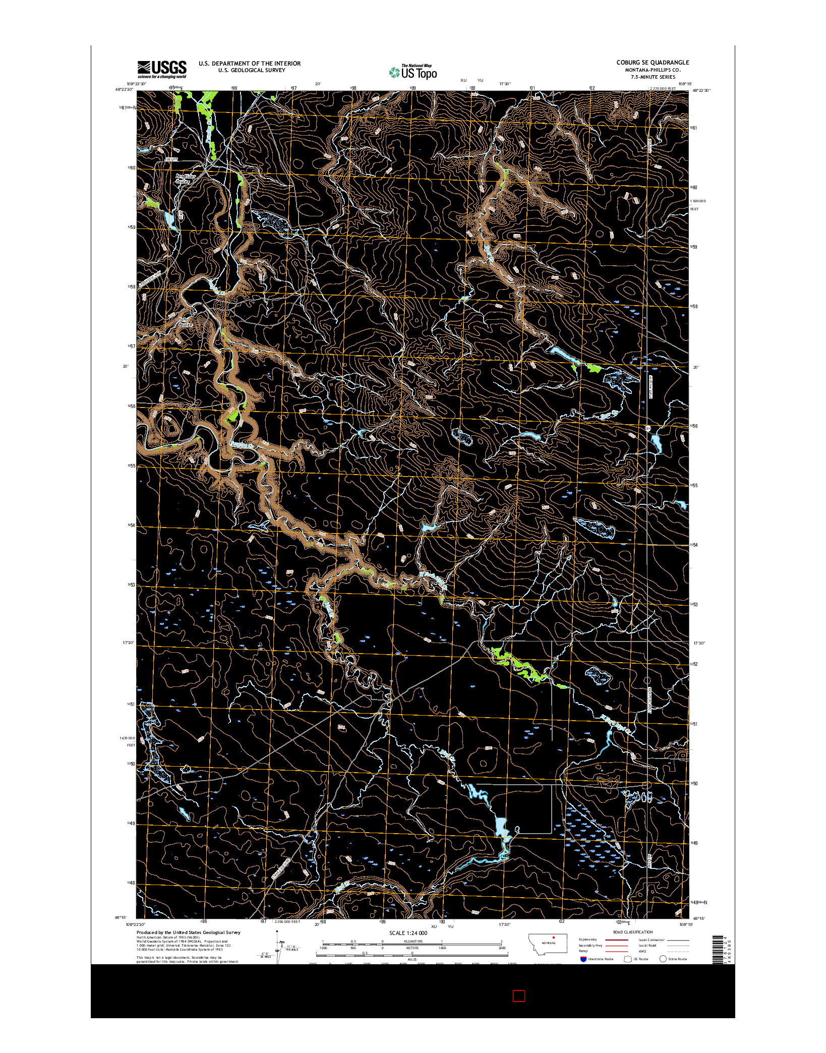 USGS US TOPO 7.5-MINUTE MAP FOR COBURG SE, MT 2017