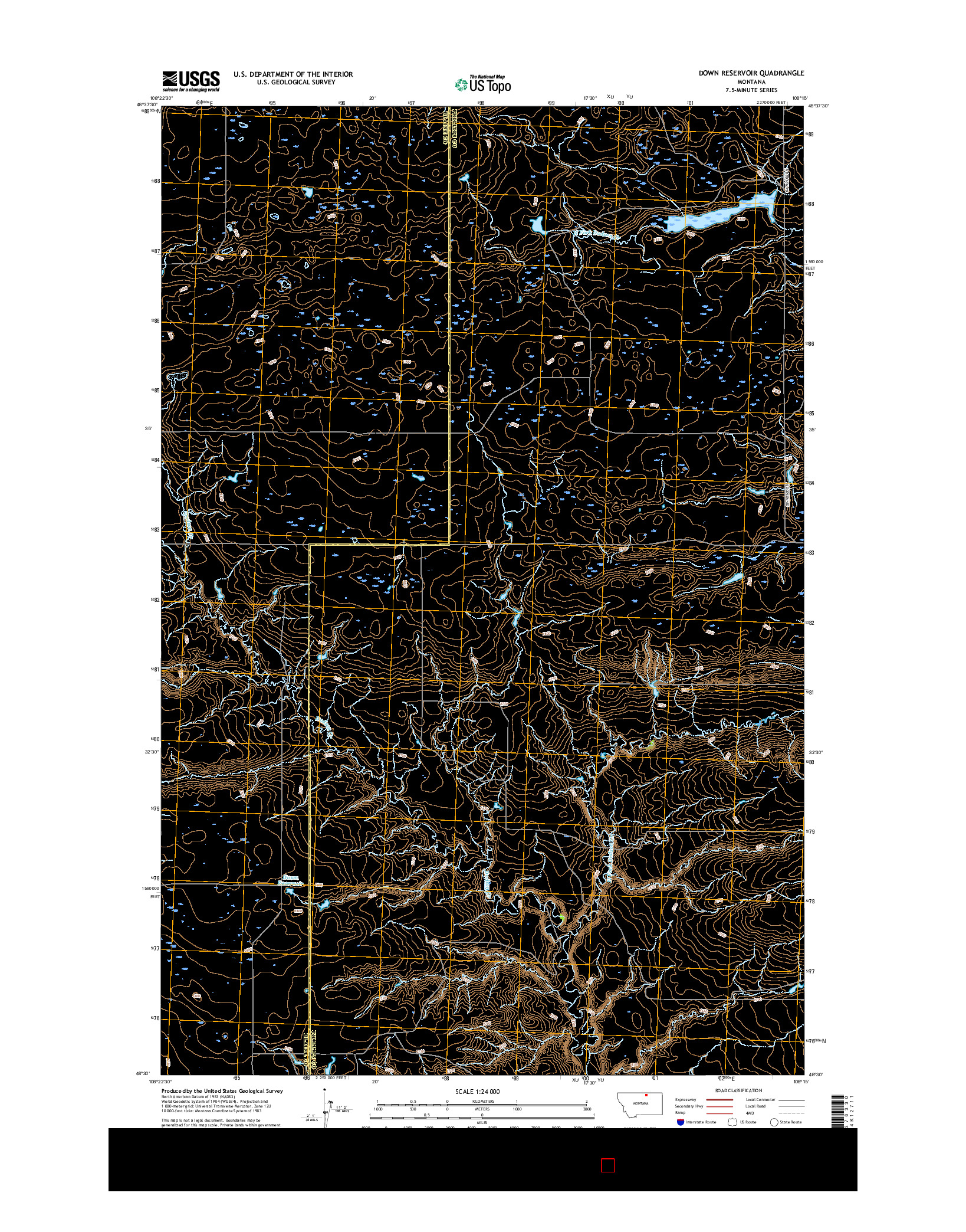 USGS US TOPO 7.5-MINUTE MAP FOR DOWN RESERVOIR, MT 2017