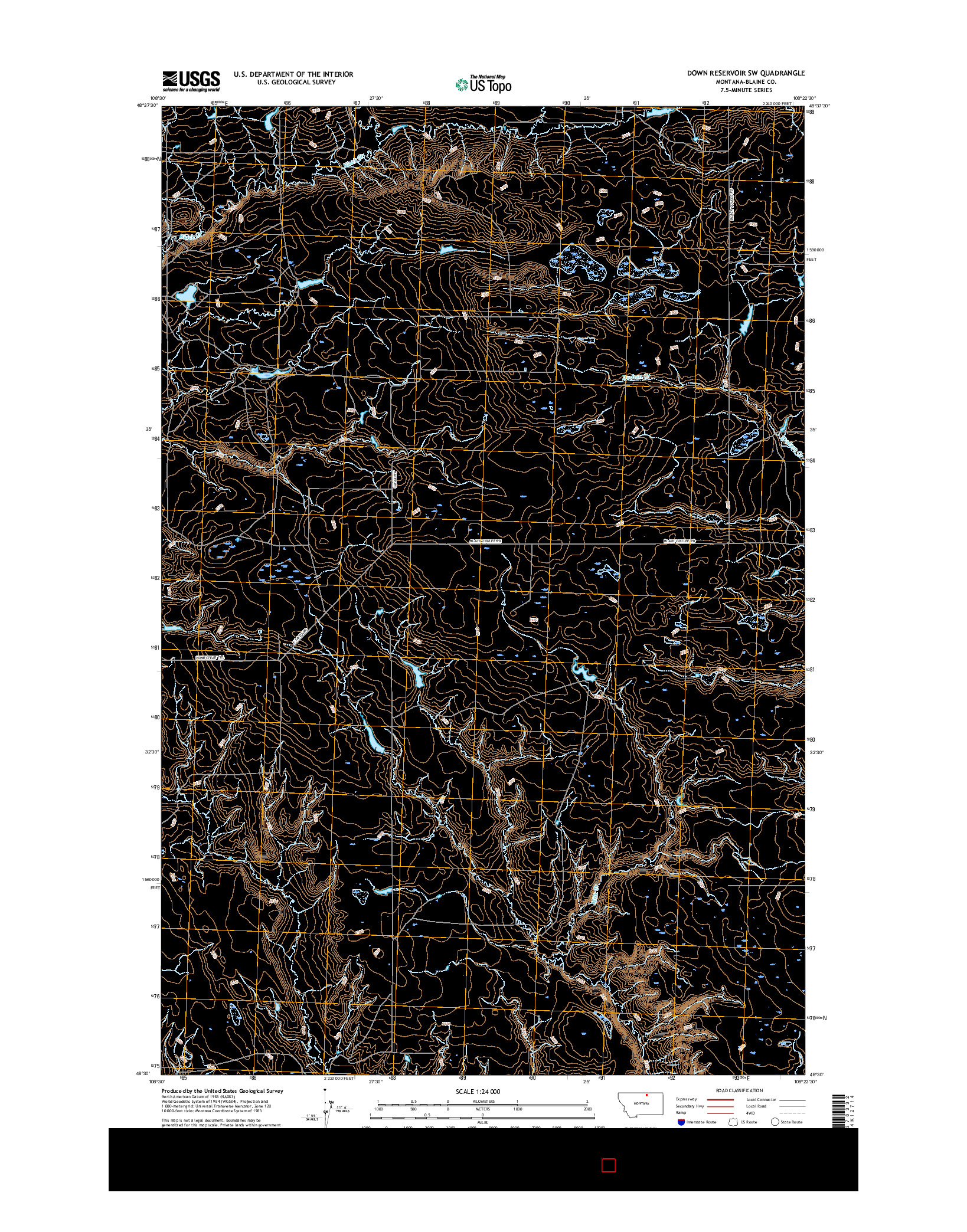 USGS US TOPO 7.5-MINUTE MAP FOR DOWN RESERVOIR SW, MT 2017