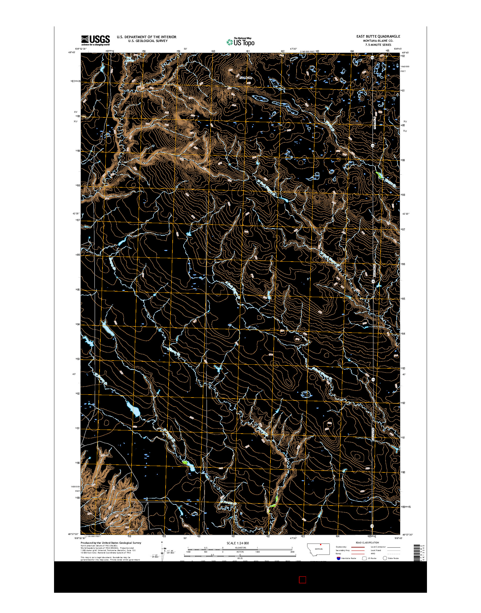 USGS US TOPO 7.5-MINUTE MAP FOR EAST BUTTE, MT 2017