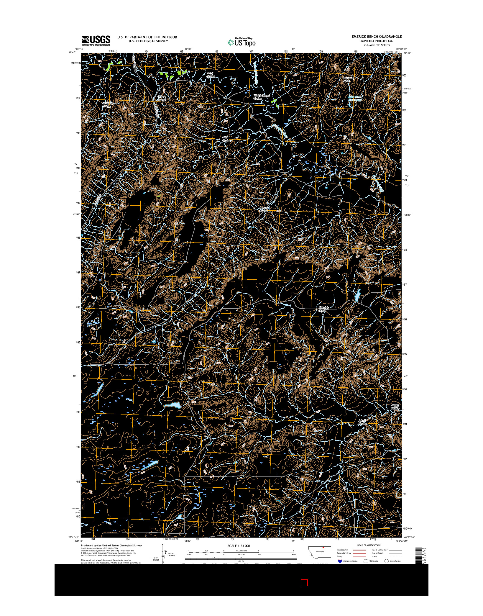 USGS US TOPO 7.5-MINUTE MAP FOR EMERICK BENCH, MT 2017