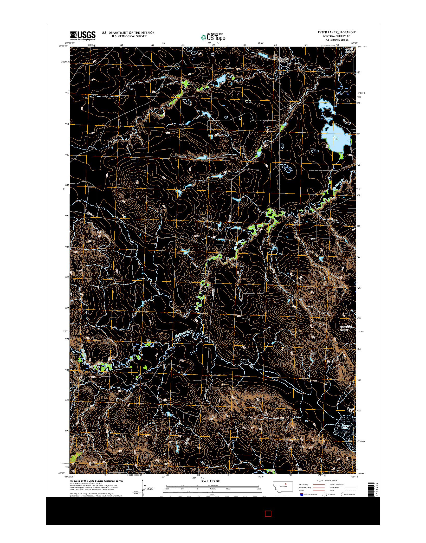 USGS US TOPO 7.5-MINUTE MAP FOR ESTER LAKE, MT 2017