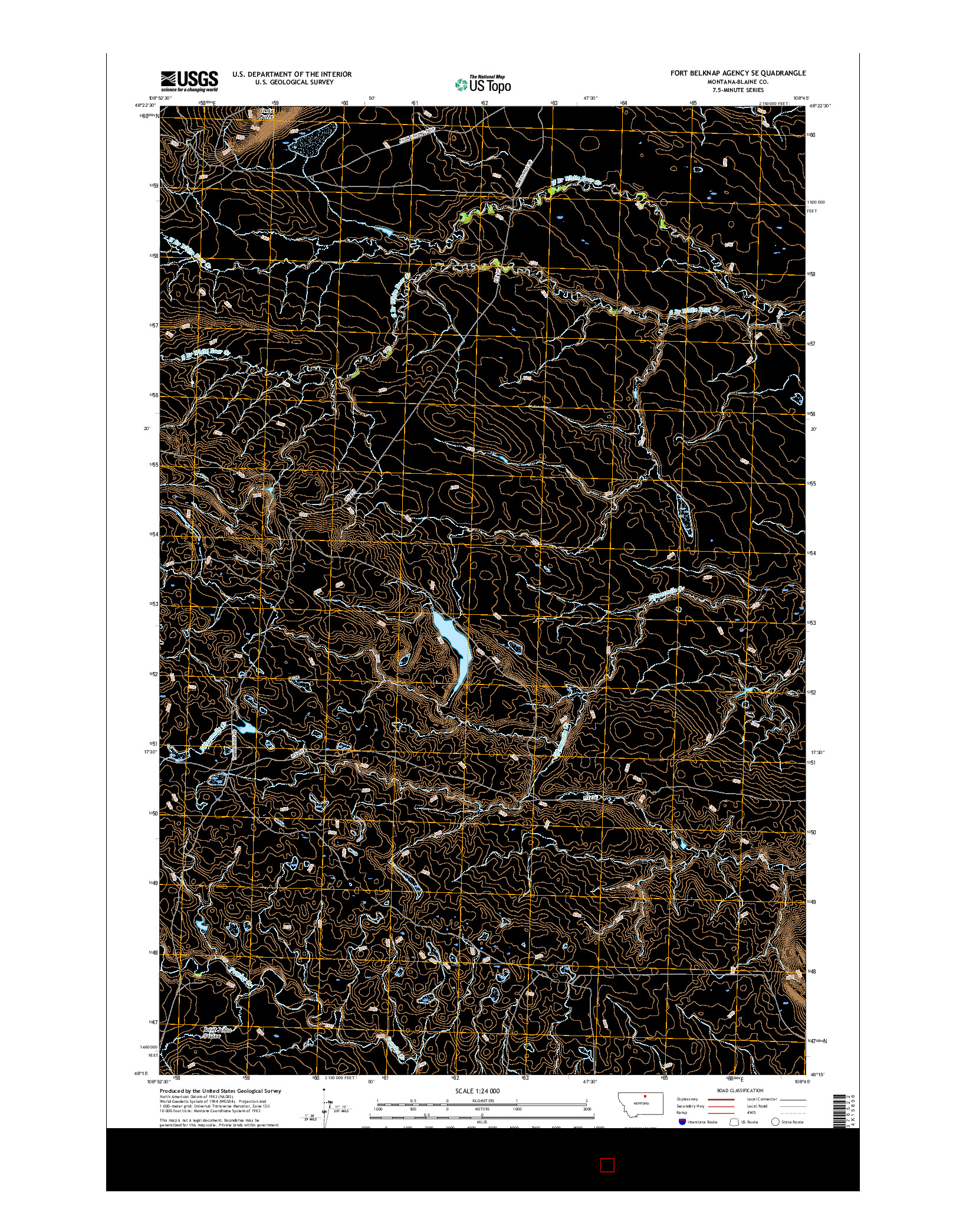 USGS US TOPO 7.5-MINUTE MAP FOR FORT BELKNAP AGENCY SE, MT 2017