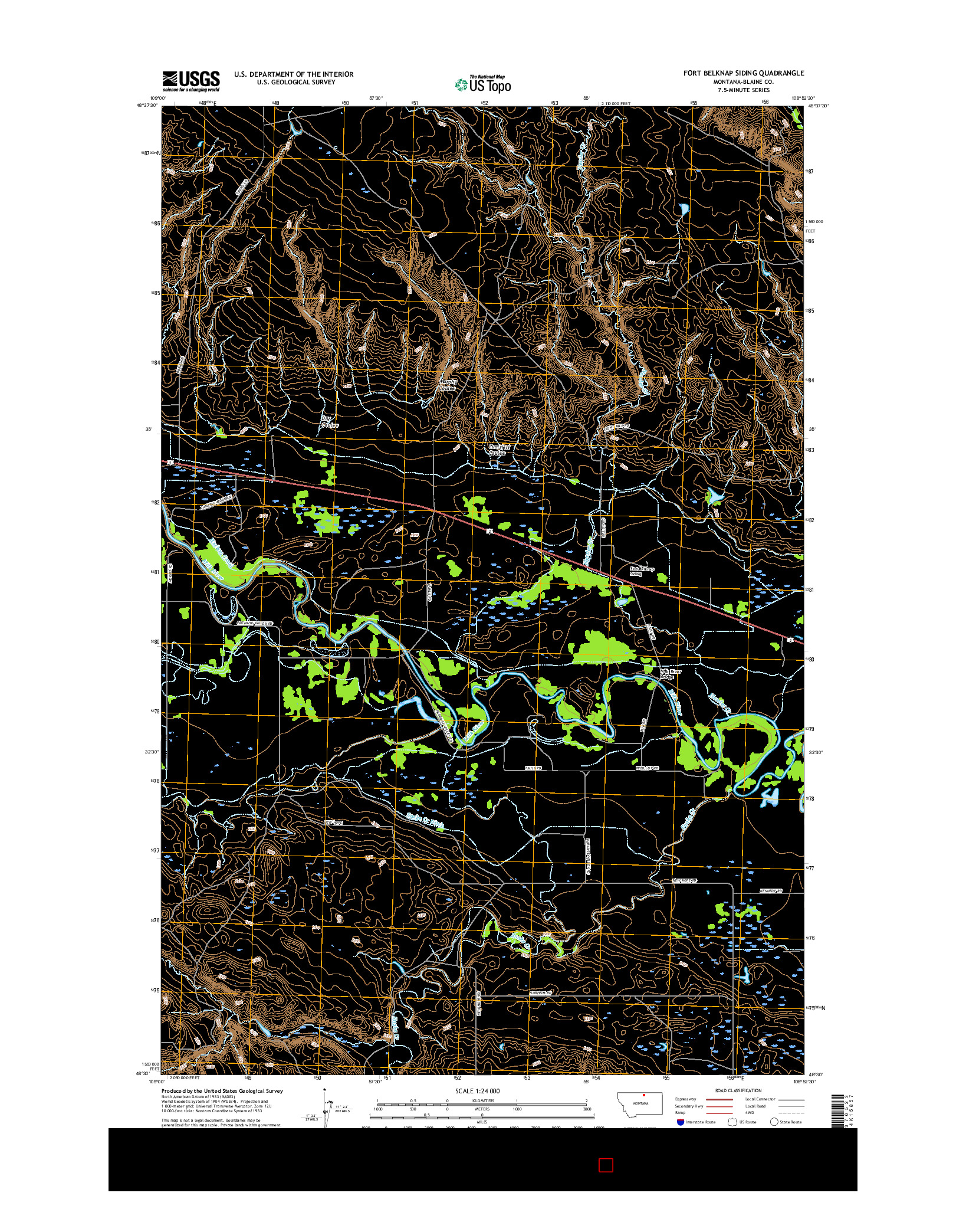 USGS US TOPO 7.5-MINUTE MAP FOR FORT BELKNAP SIDING, MT 2017