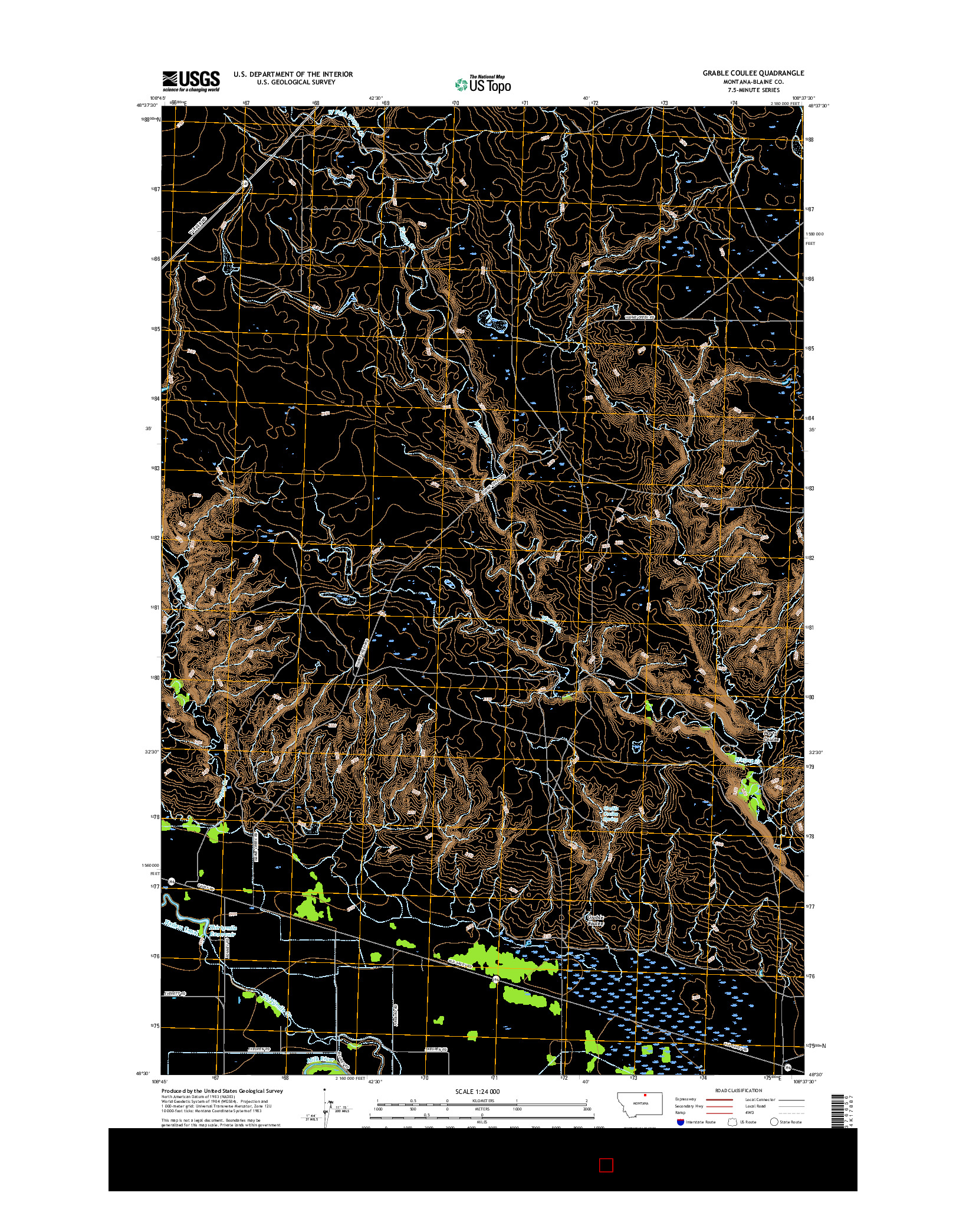 USGS US TOPO 7.5-MINUTE MAP FOR GRABLE COULEE, MT 2017